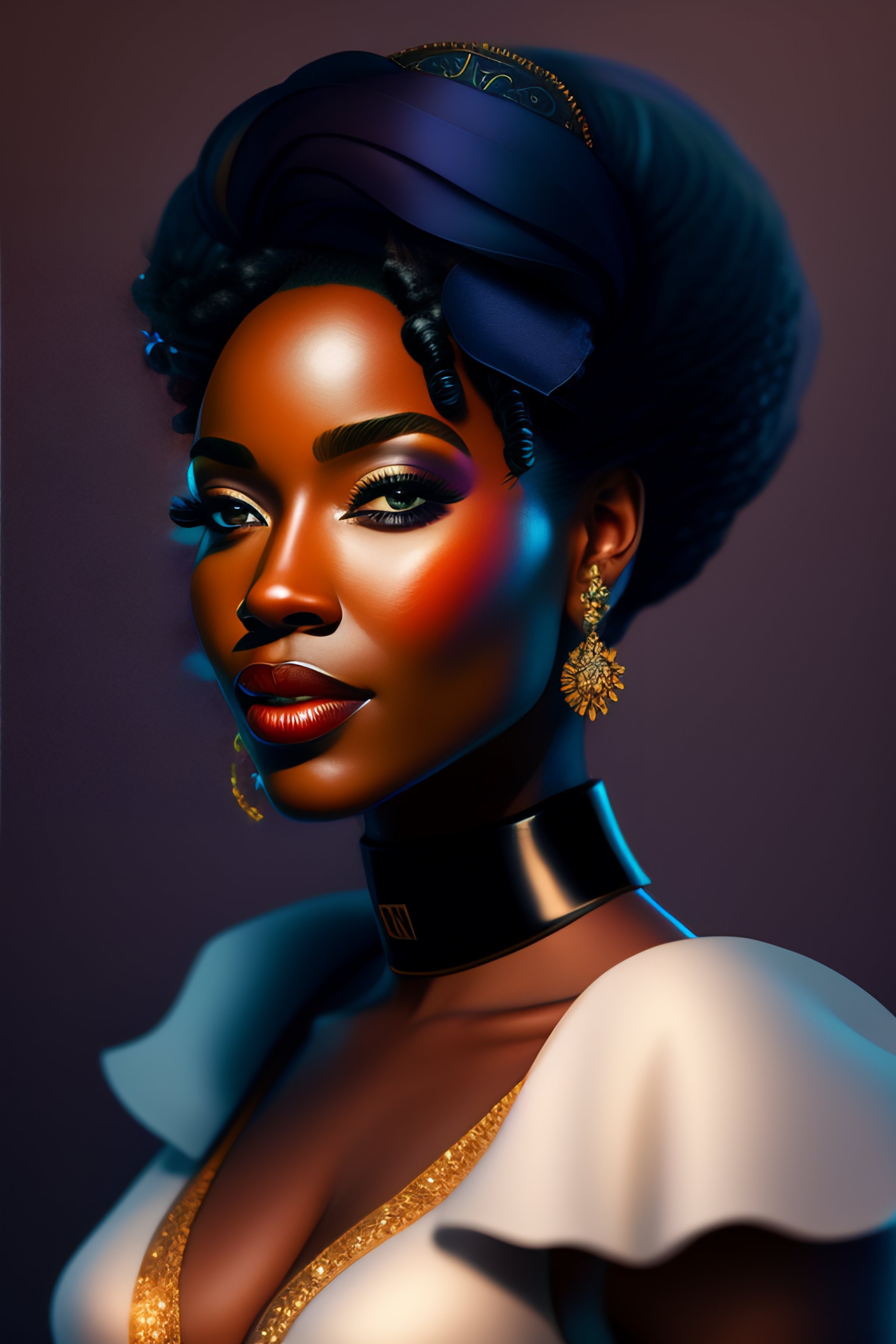 Lexica - A highly detailed illustration of blue haired brown skinned ...