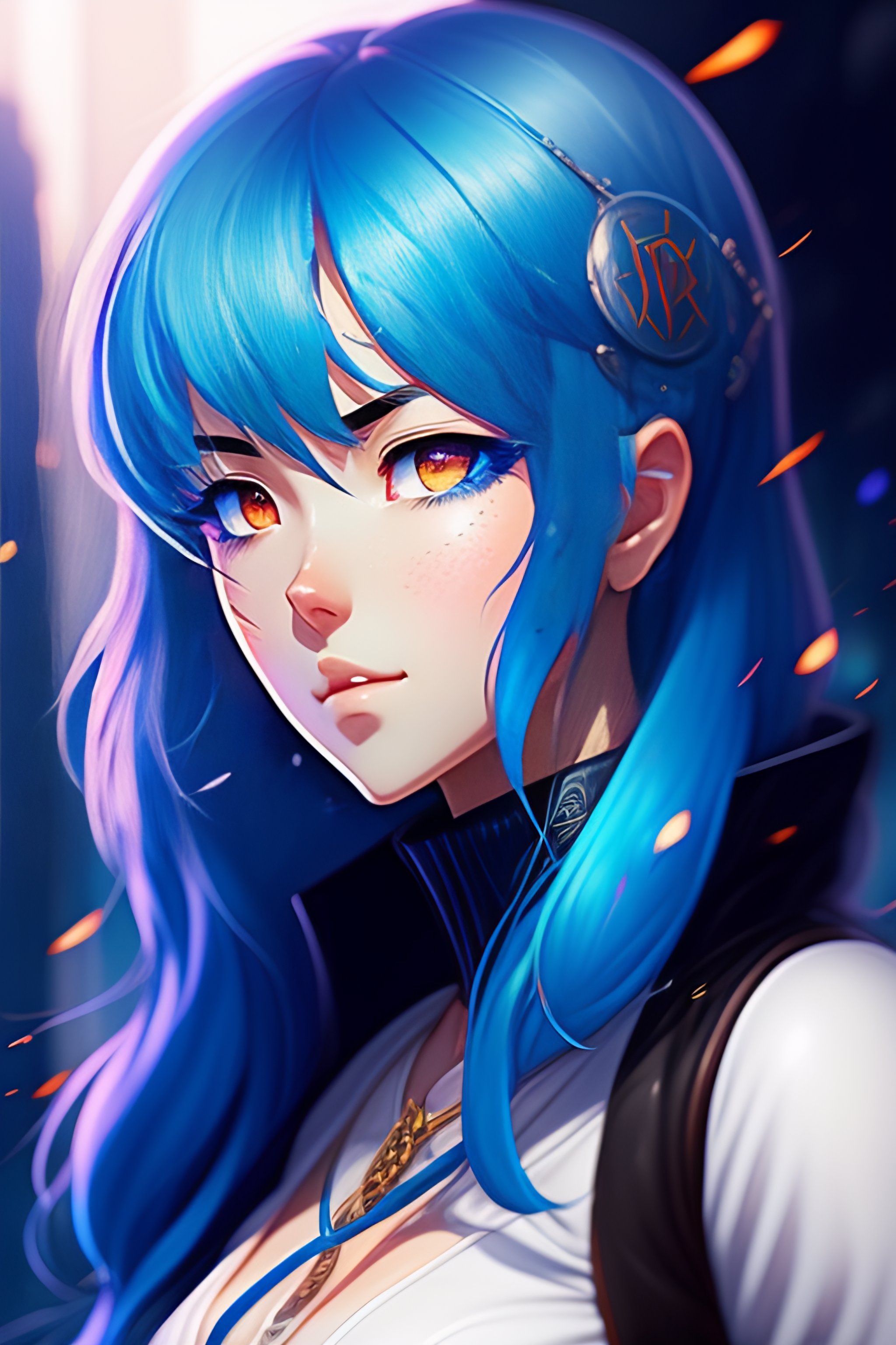 Lexica - Girl with freezing power, comic book style, blue hair, pretty ...