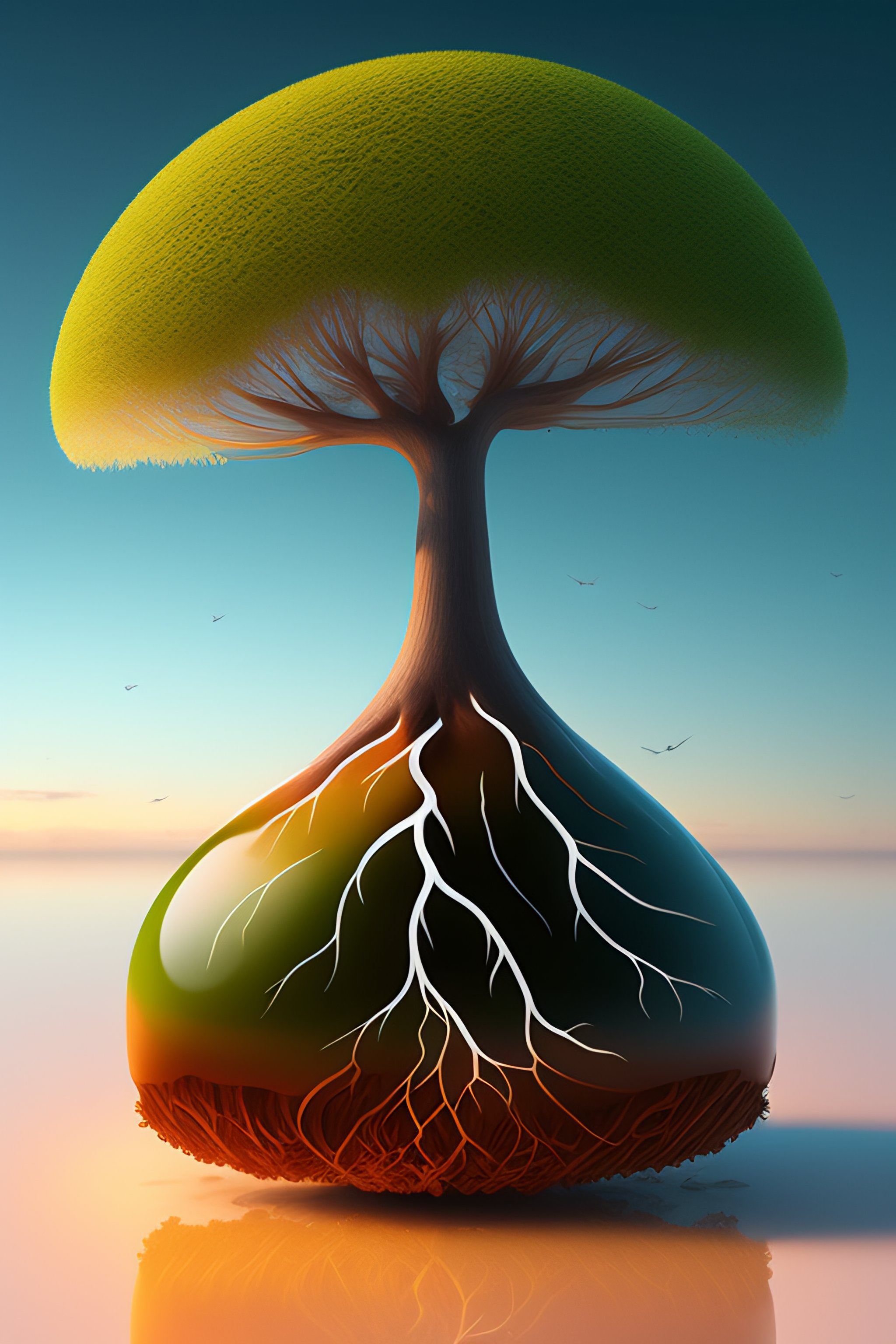 Lexica - Healthy power lightning tree roots heart fungi