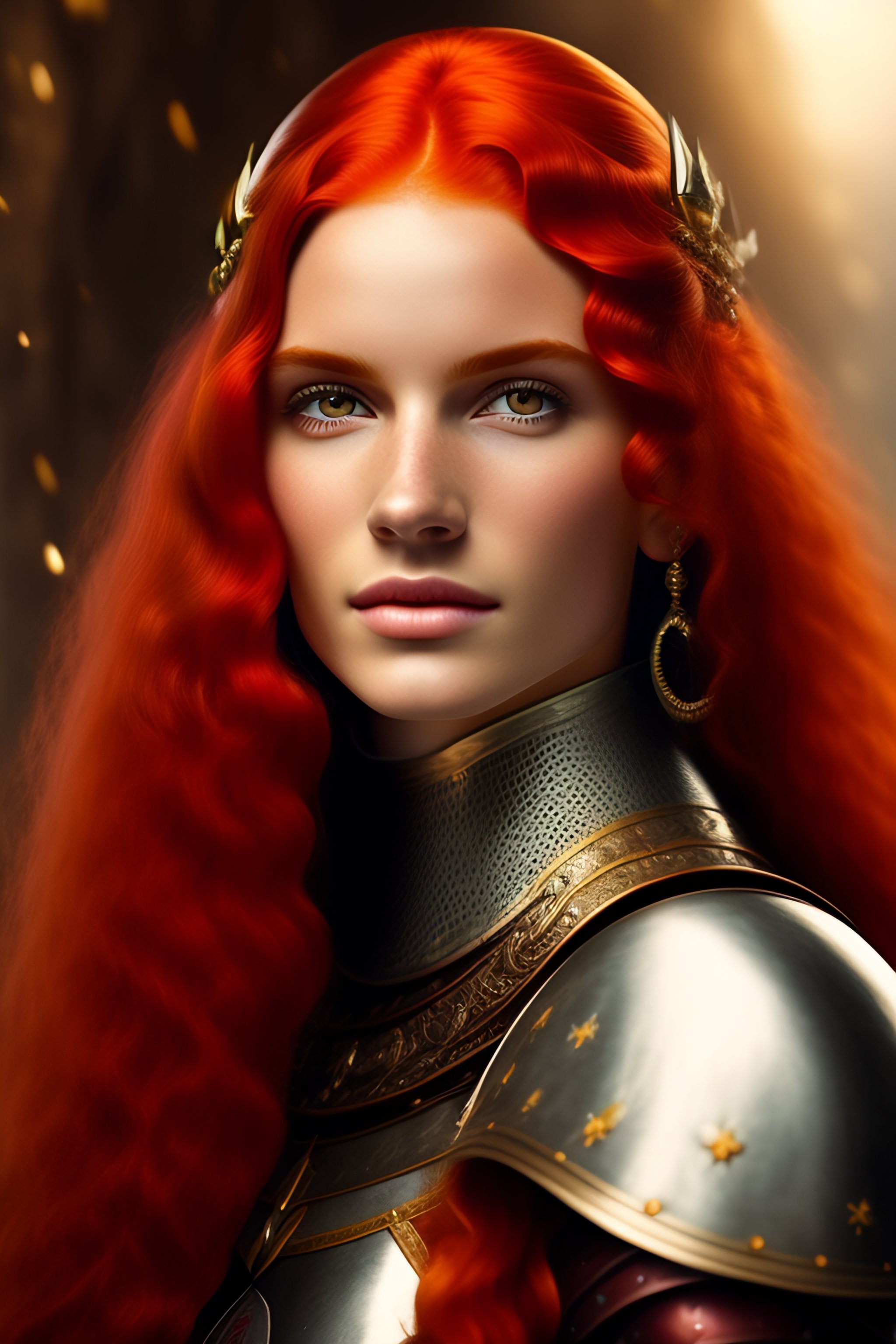 Lexica - Portrait of a knight girl 18 years old red hair