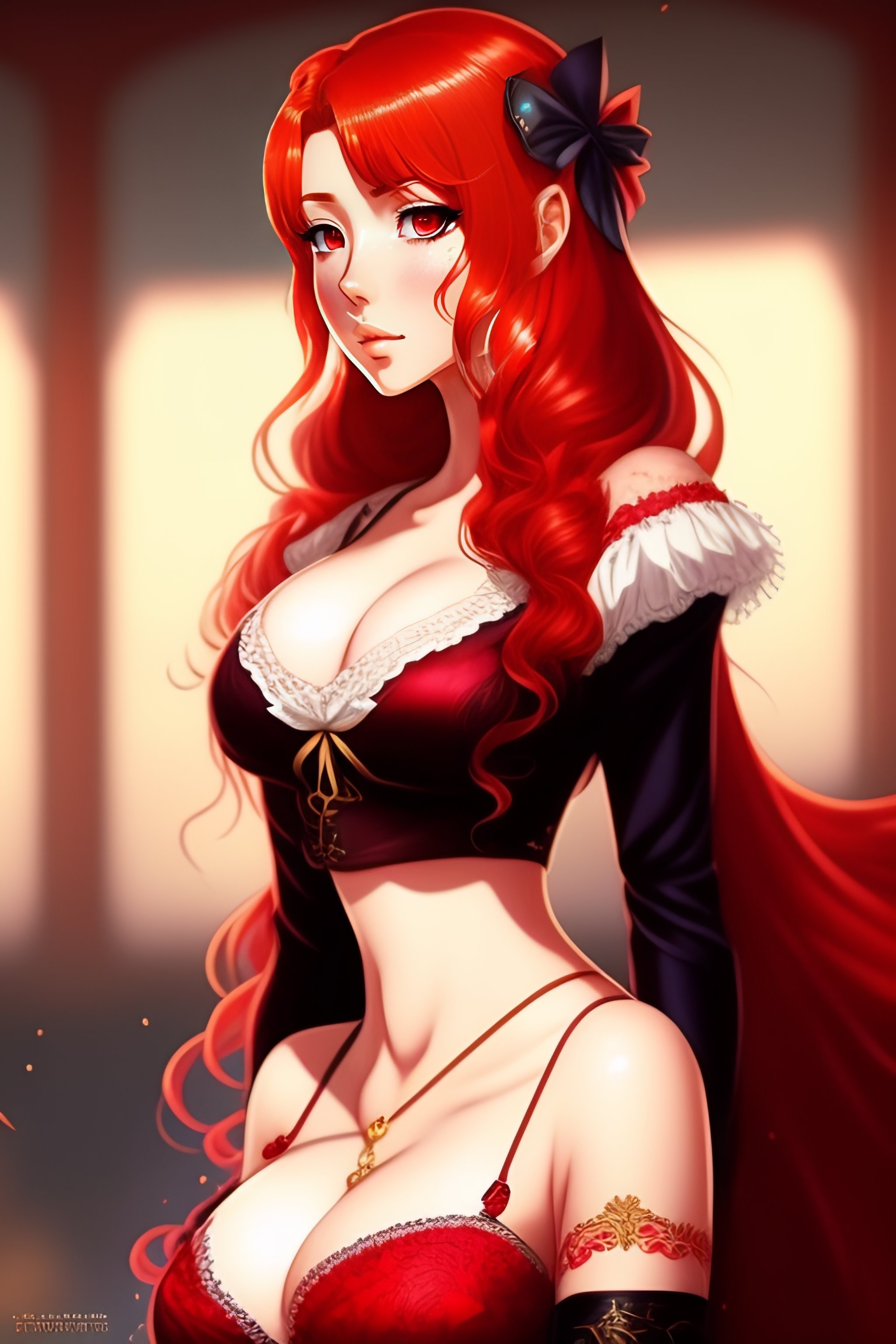 Lexica Anime Drawing Of Sexy Victorian Girl With Red Hair 