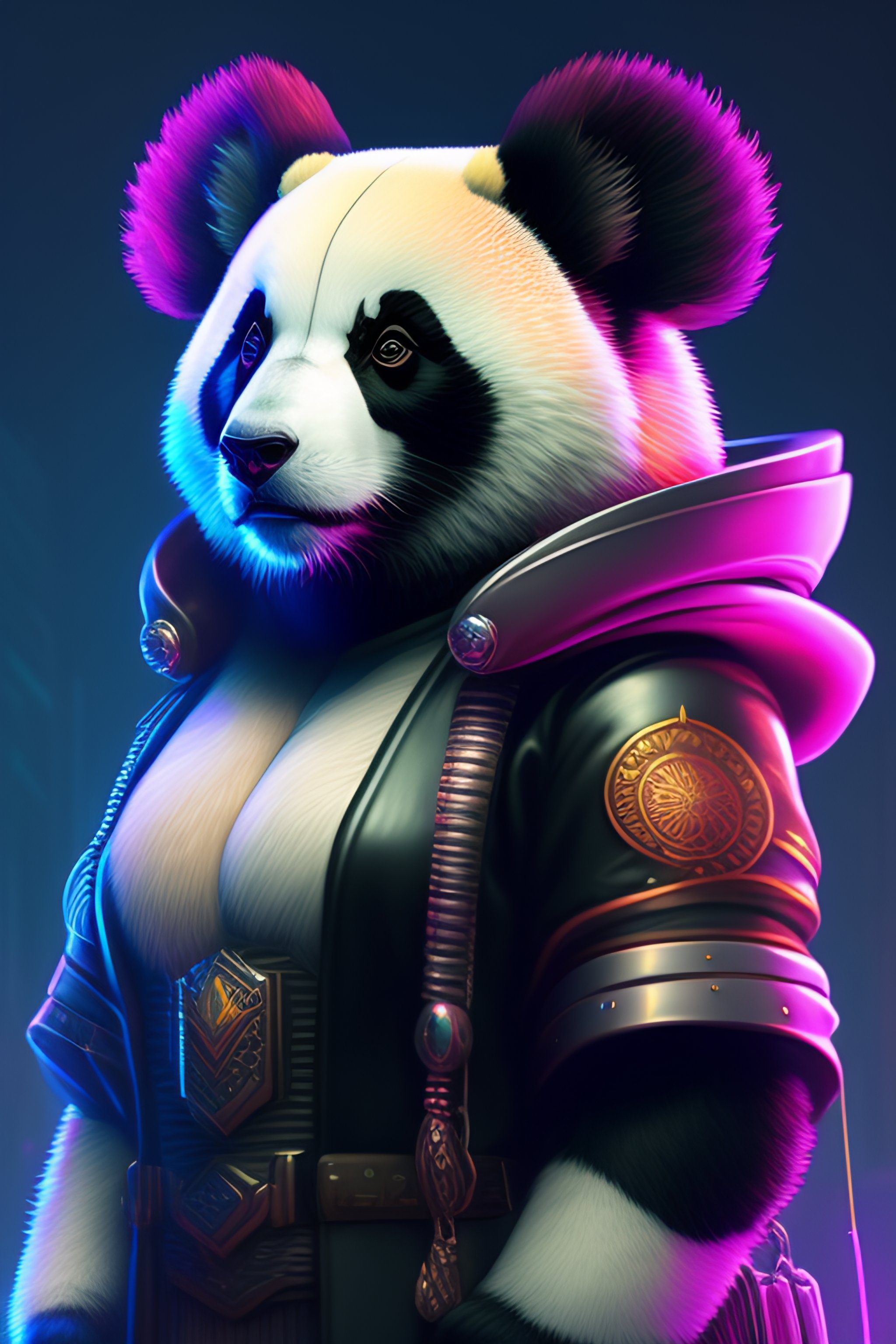 Lexica - A portrait of a cyberpunk panda, mandala, fantasy, elegant ...