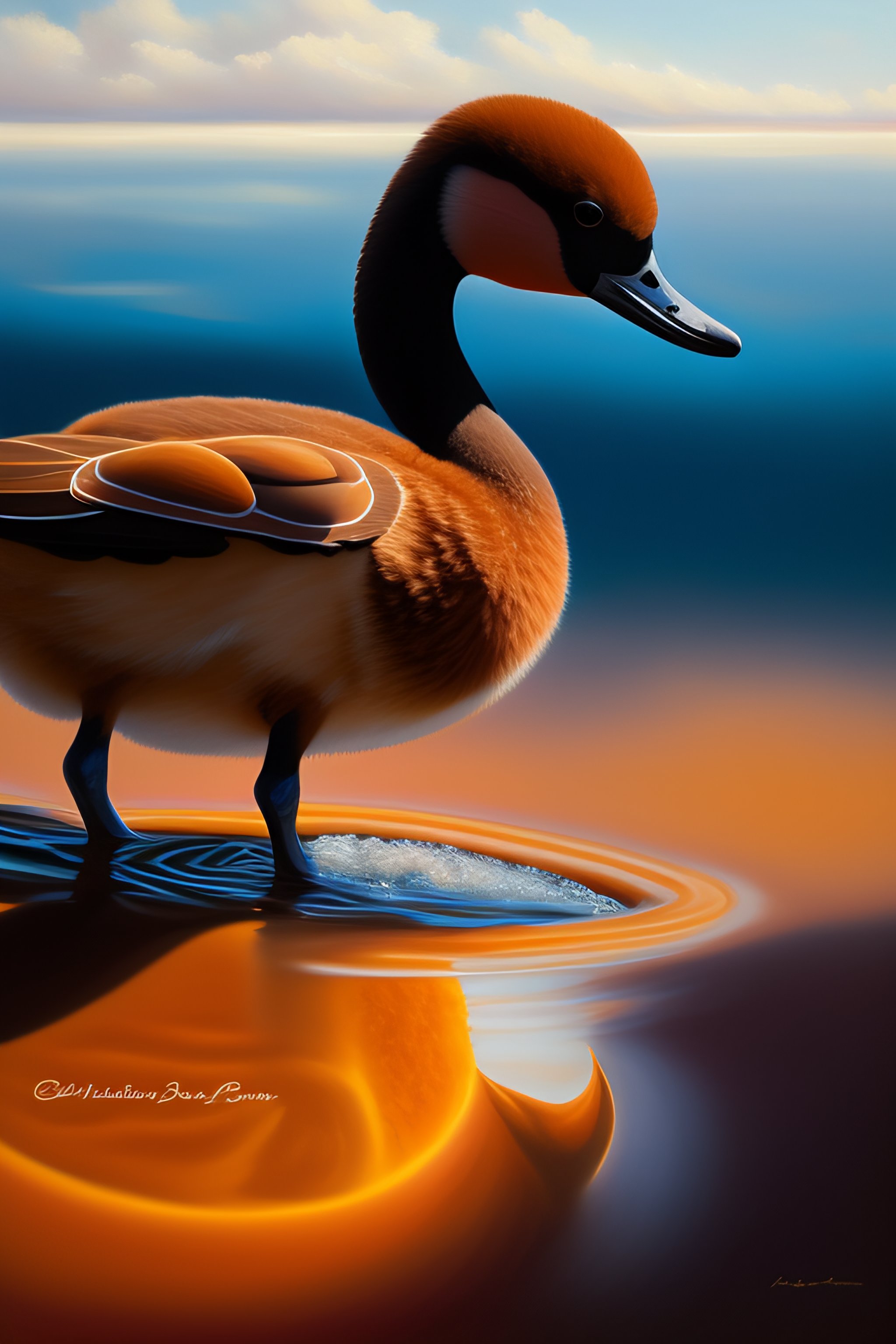Lexica A totally flightless brown widgeon oil painting