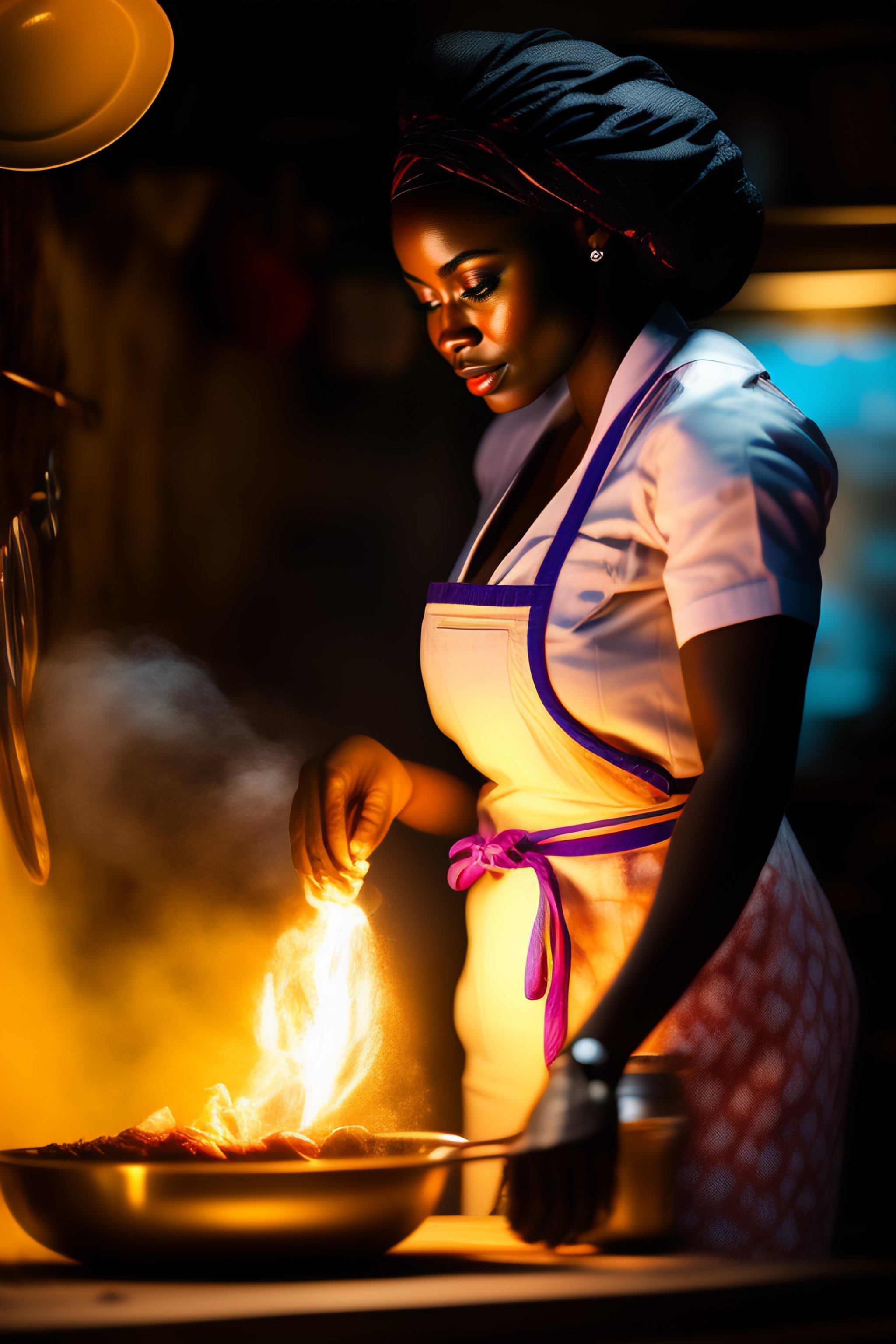 Lexica A stock photo of an African woman cooking a meal