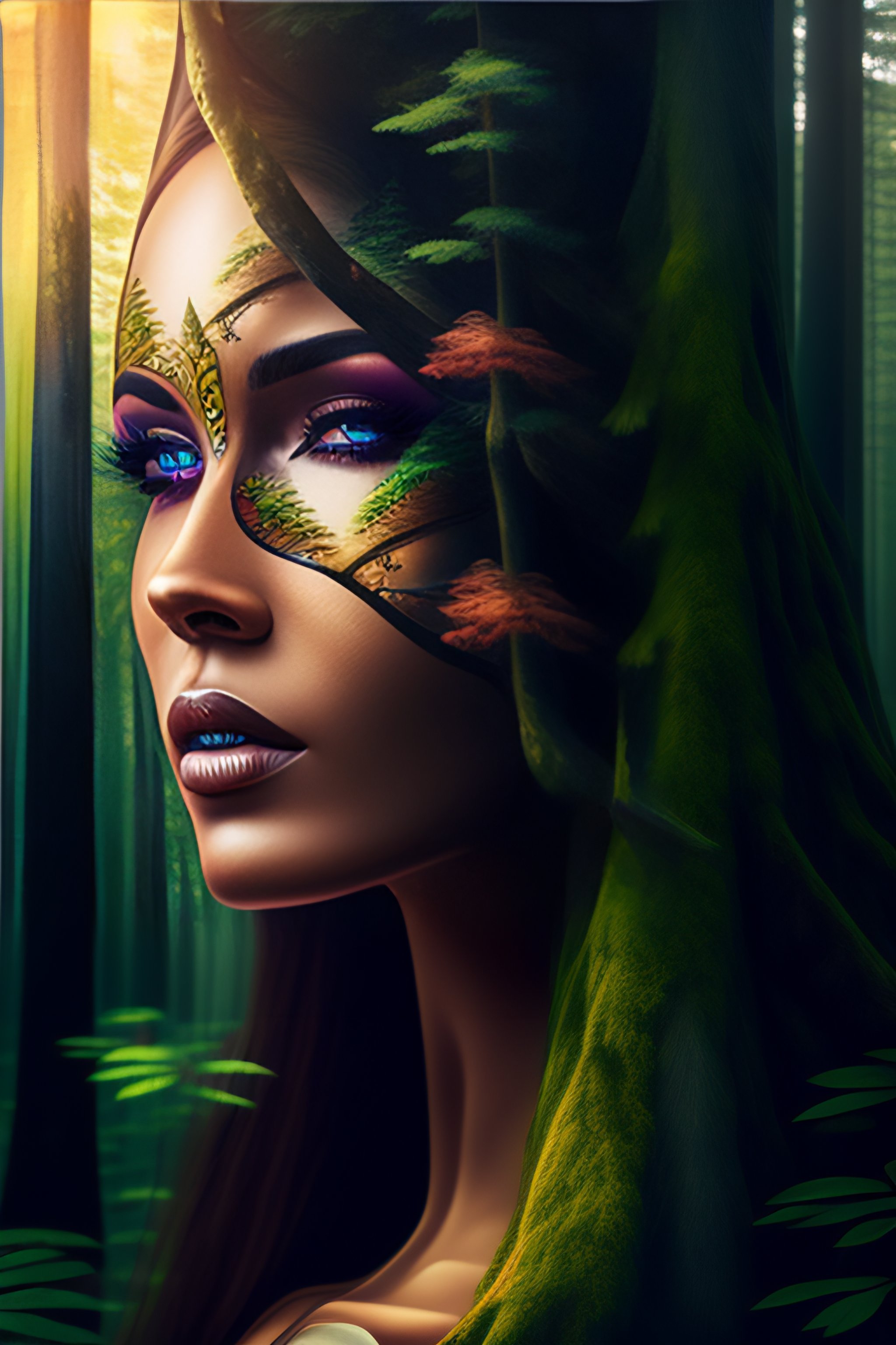 Lexica - A tree in the forest morphing into a beautiful woman ...