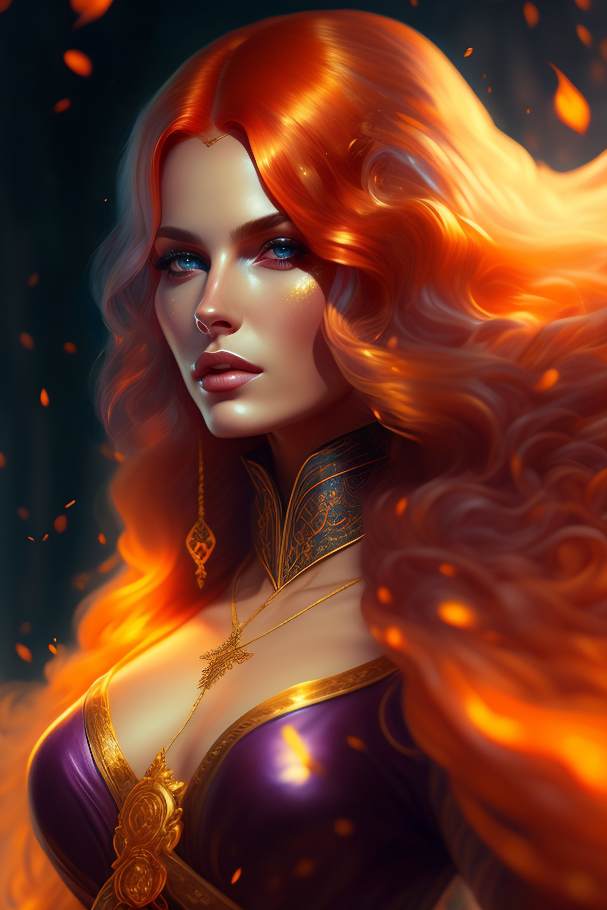 Lexica - Sexy witch with magical aura, colorful, golden hair, lowing ...