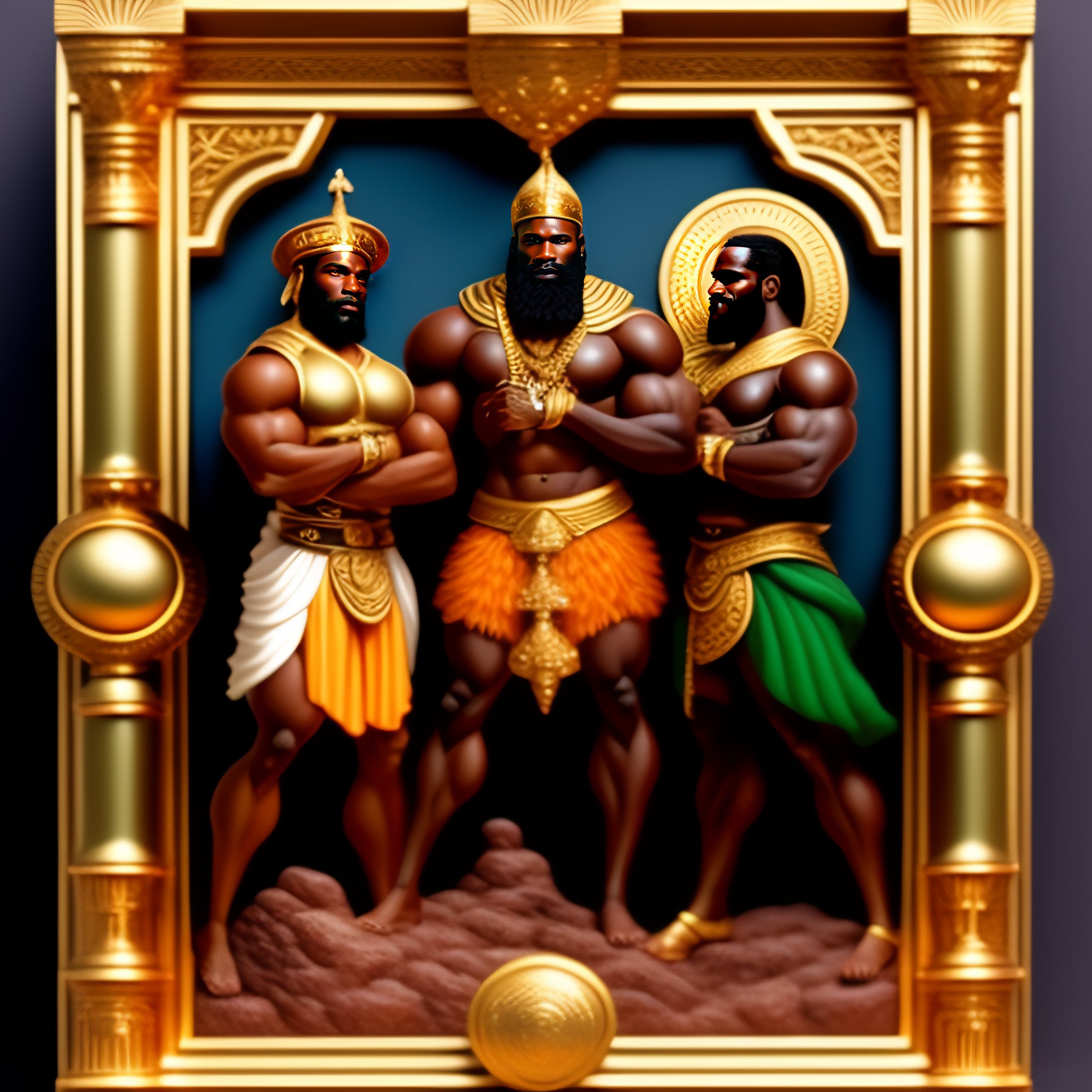 Lexica - Three muscular bearded african american men, on mount Olympus ...