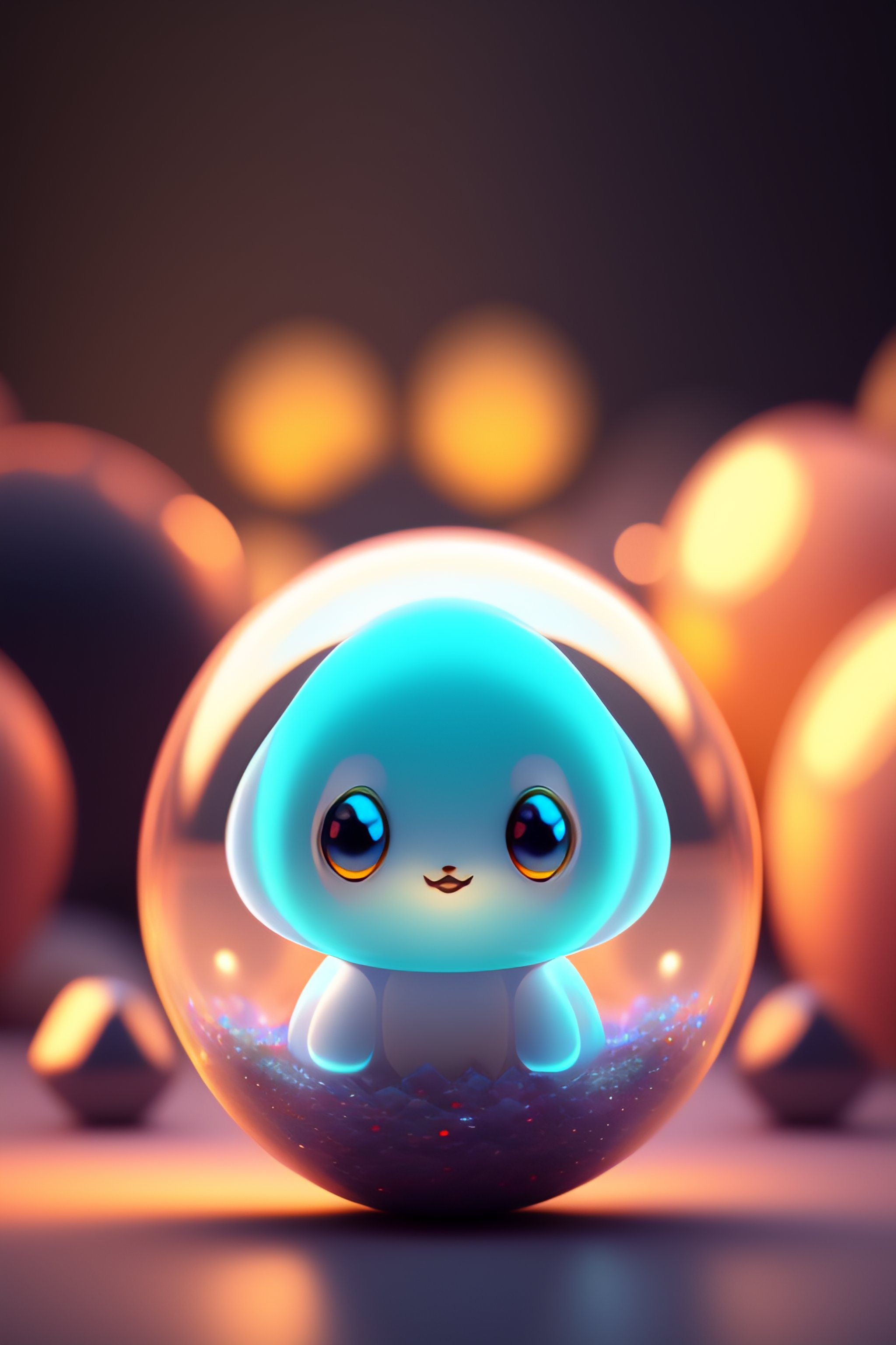 Lexica - A cute adorable baby ghost made of crystal ball with low poly ...