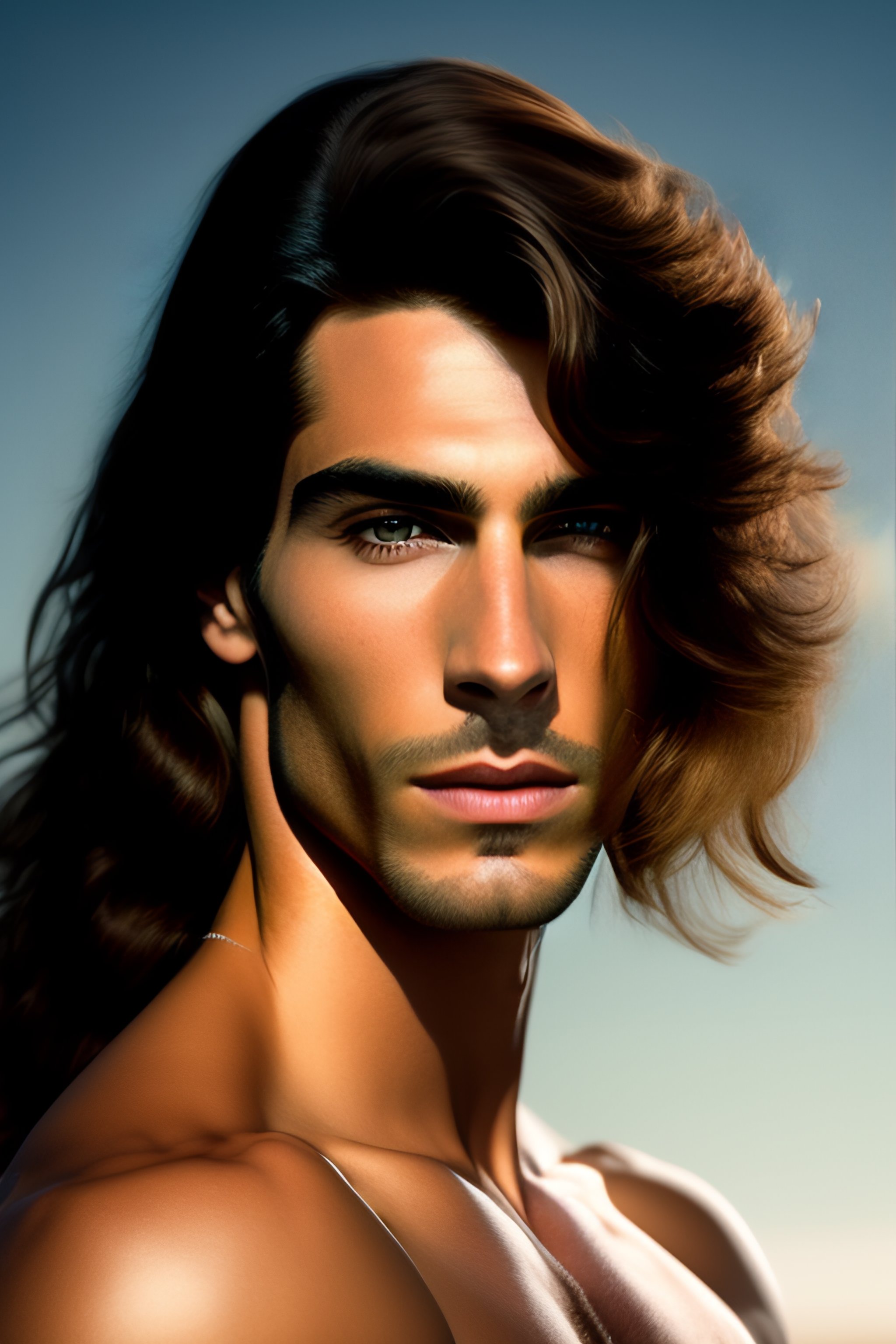 Lexica - Handsome man with long waivy hair and a scar on brow