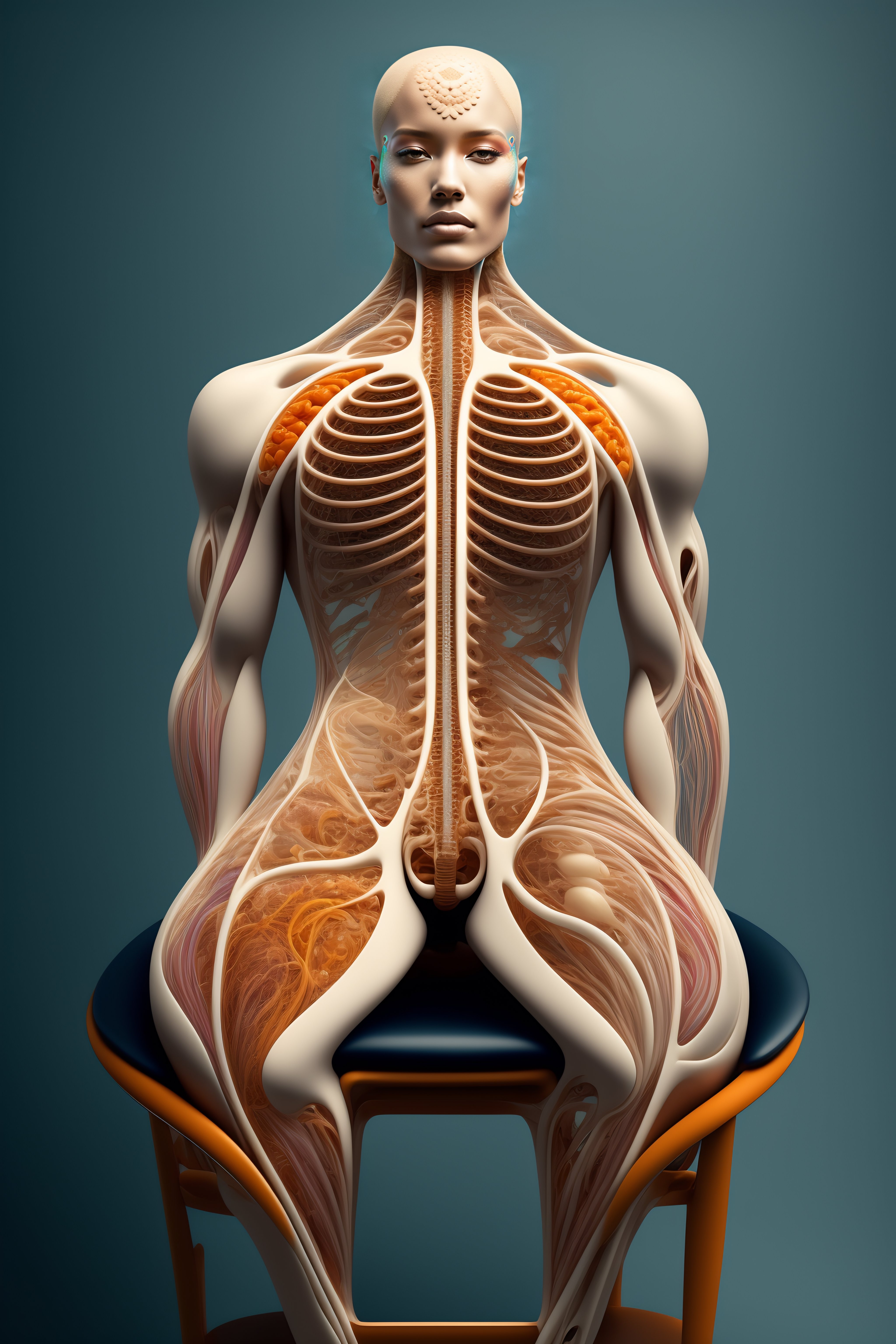 Lexica - Anatomical structure of a human image sitting on a chair