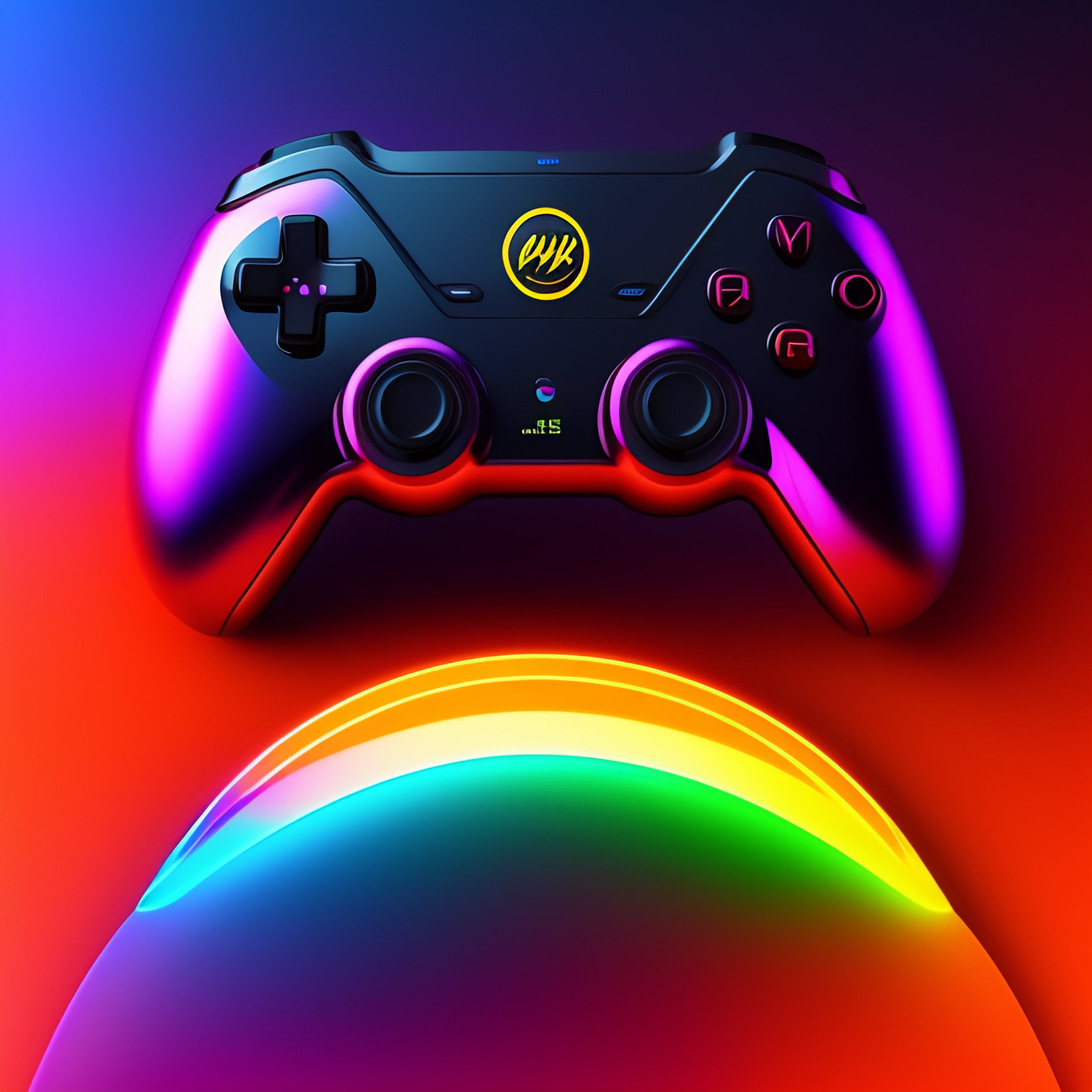 Lexica - Create a logo for a futuristic, neon-colored gaming controller ...