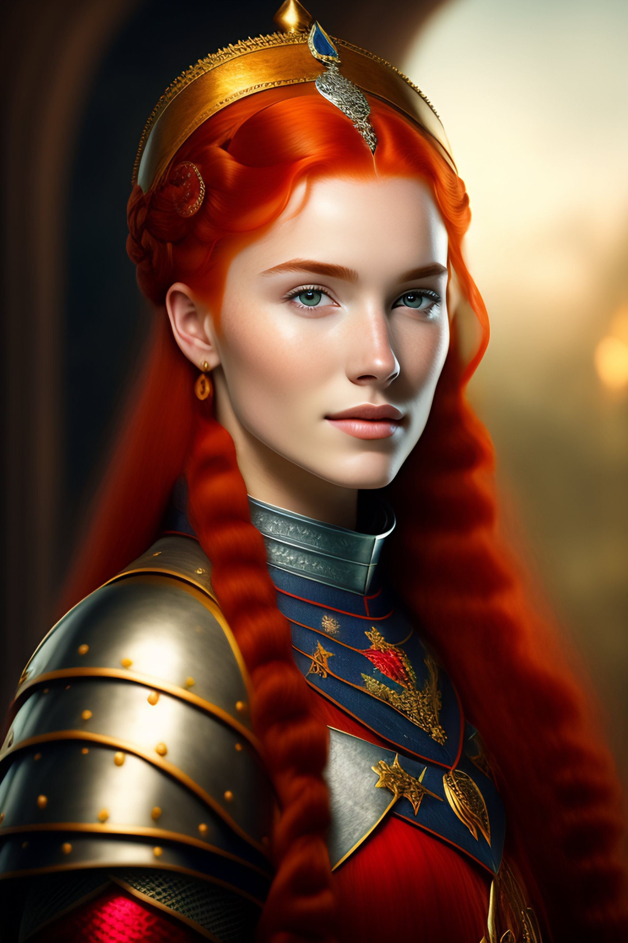 Lexica - Portrait of a knight girl 20 years old red hair from an ...