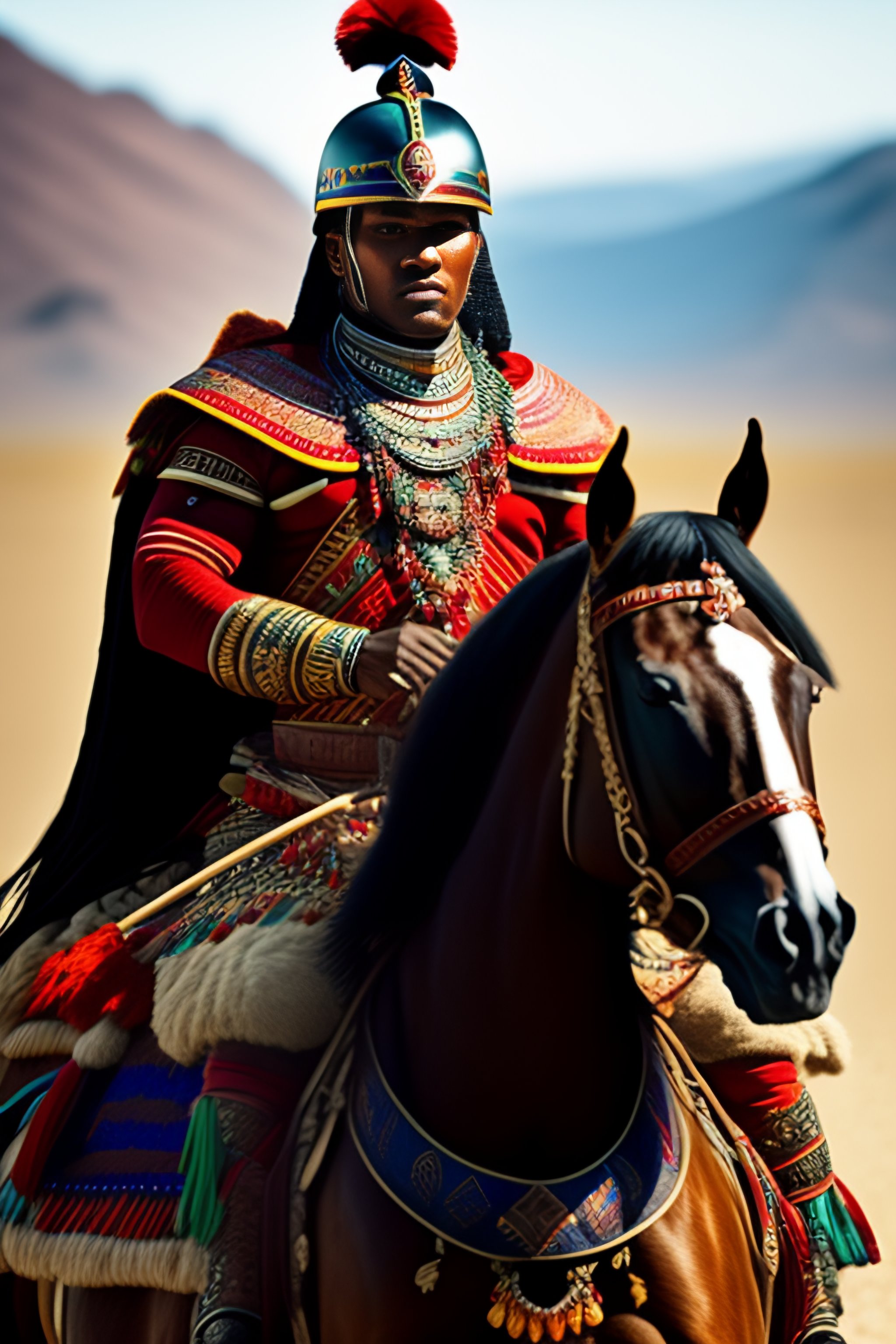 Lexica - An Aztec warrior on horse