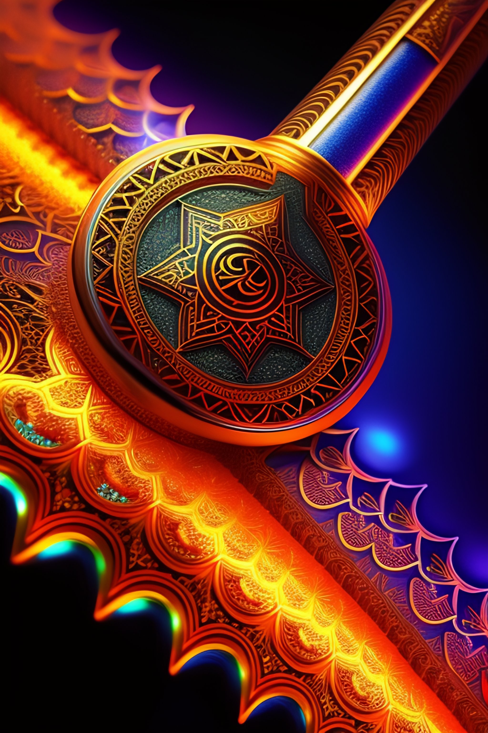 Lexica Geometric patterns fractal engraved in colorful metal 4K