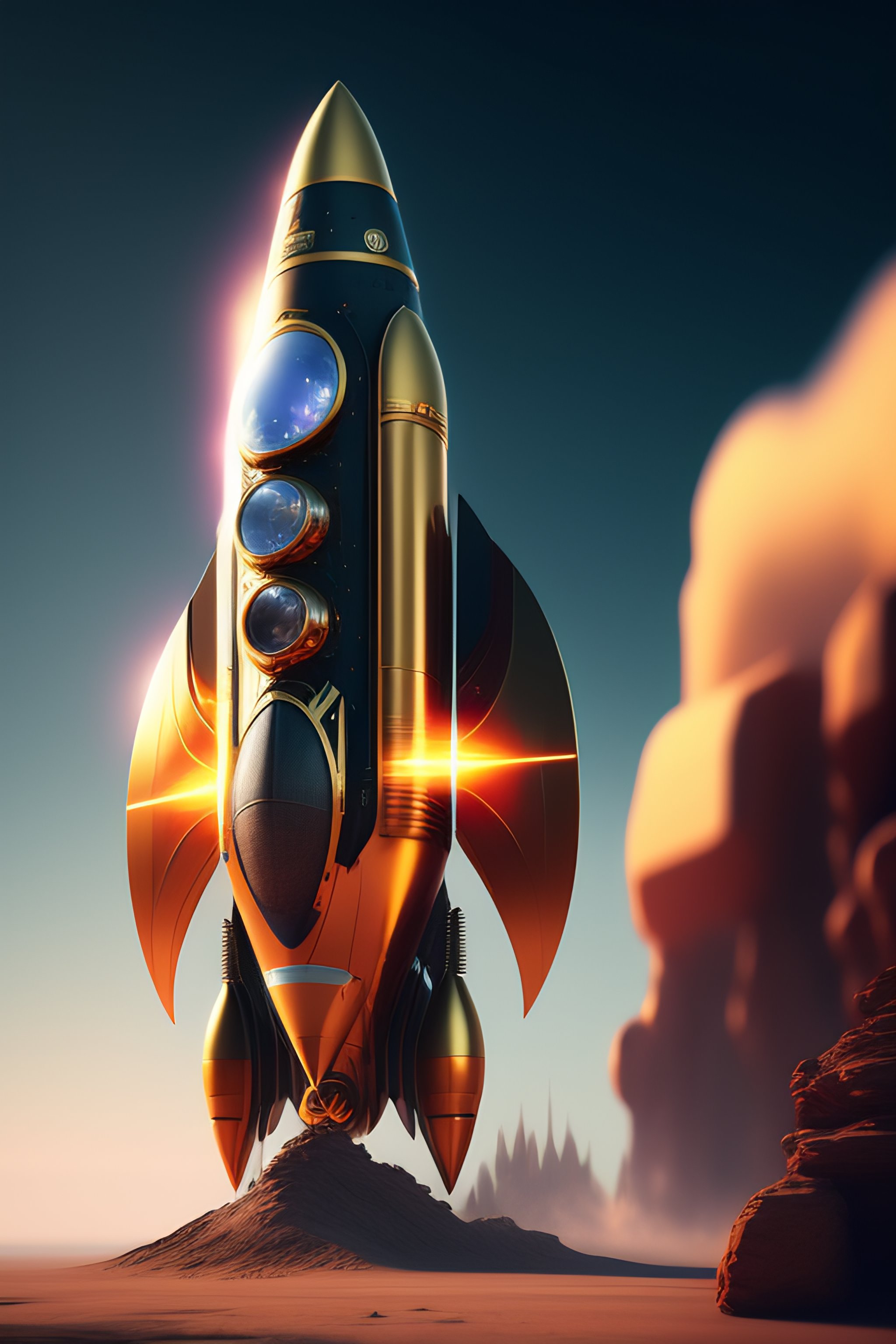 Lexica - Rocket in 3d style, fantasy, dreamlike, surrealism, trending ...