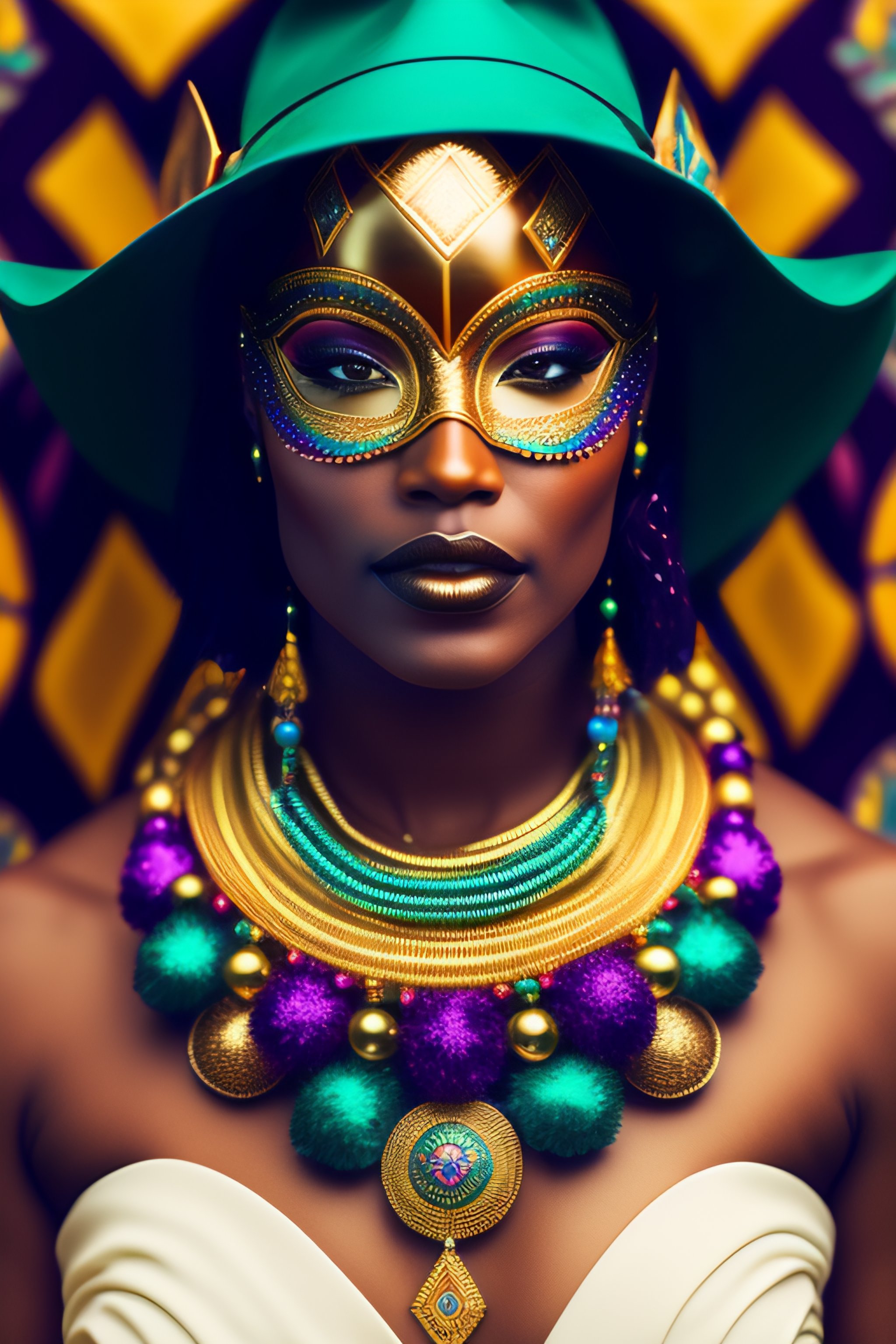 mardi gras beads around neck