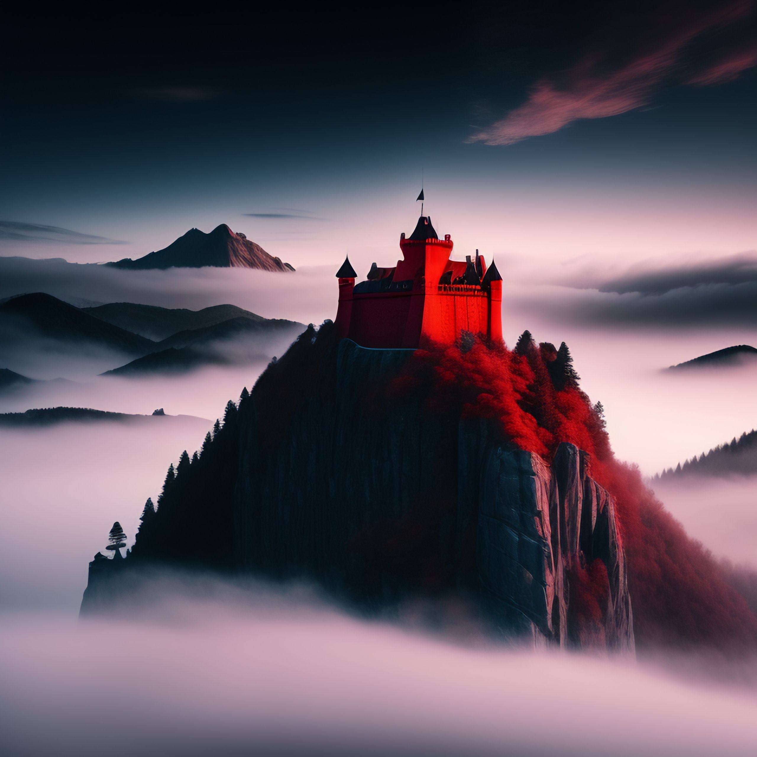 Lexica - Castle atop a mountain soaring above the clouds with dragons ...