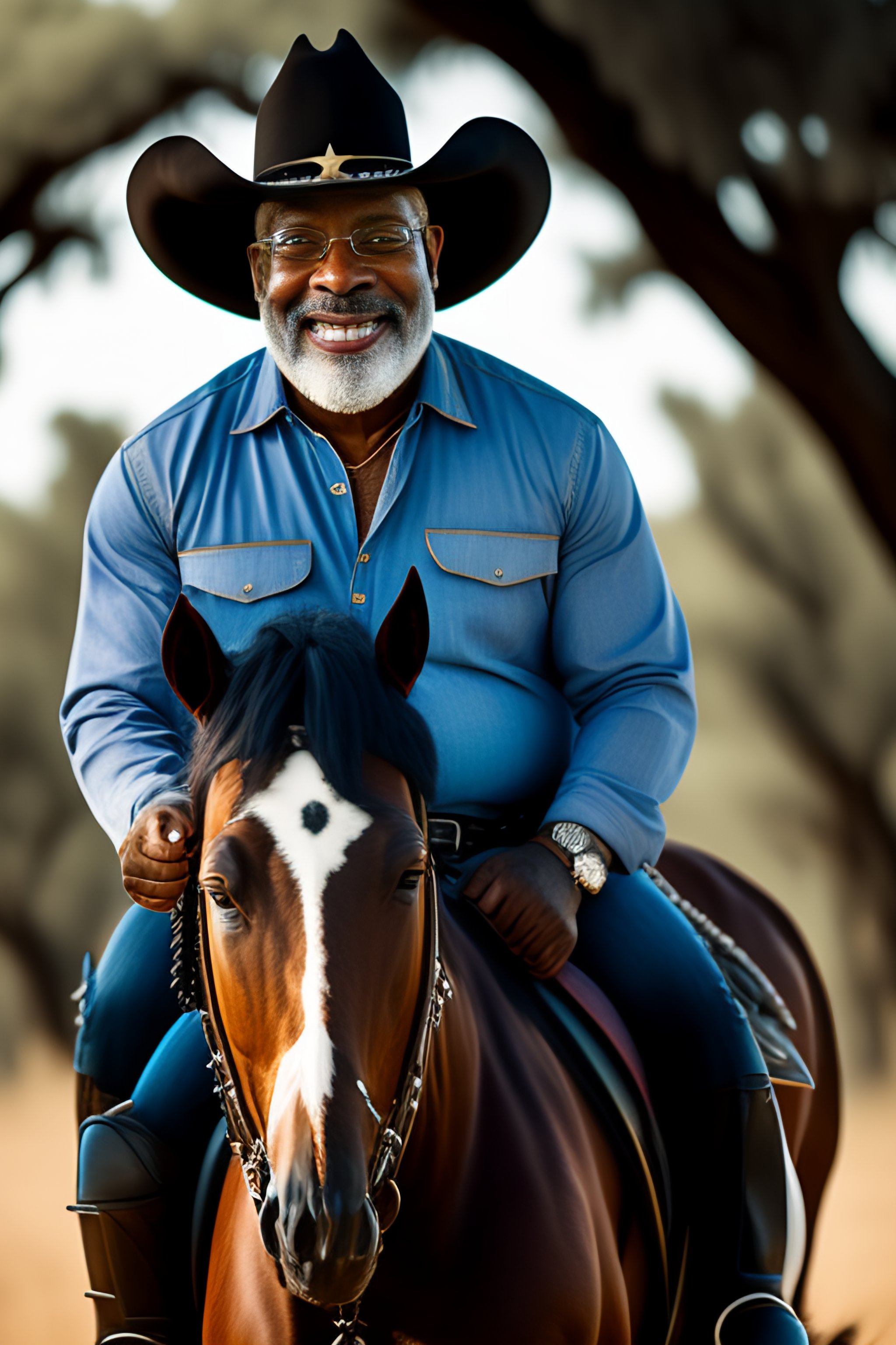 Lexica - Old bald black man with a detailed grey beard, riding a ...