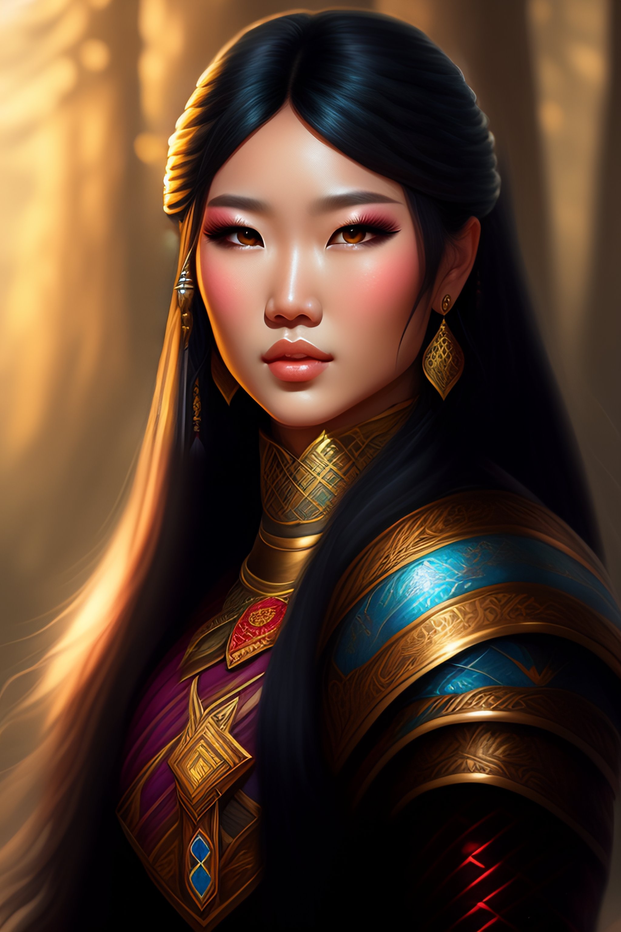 Lexica - Fantasy Portrait Kazakh girl, custom character art, Dnd ...