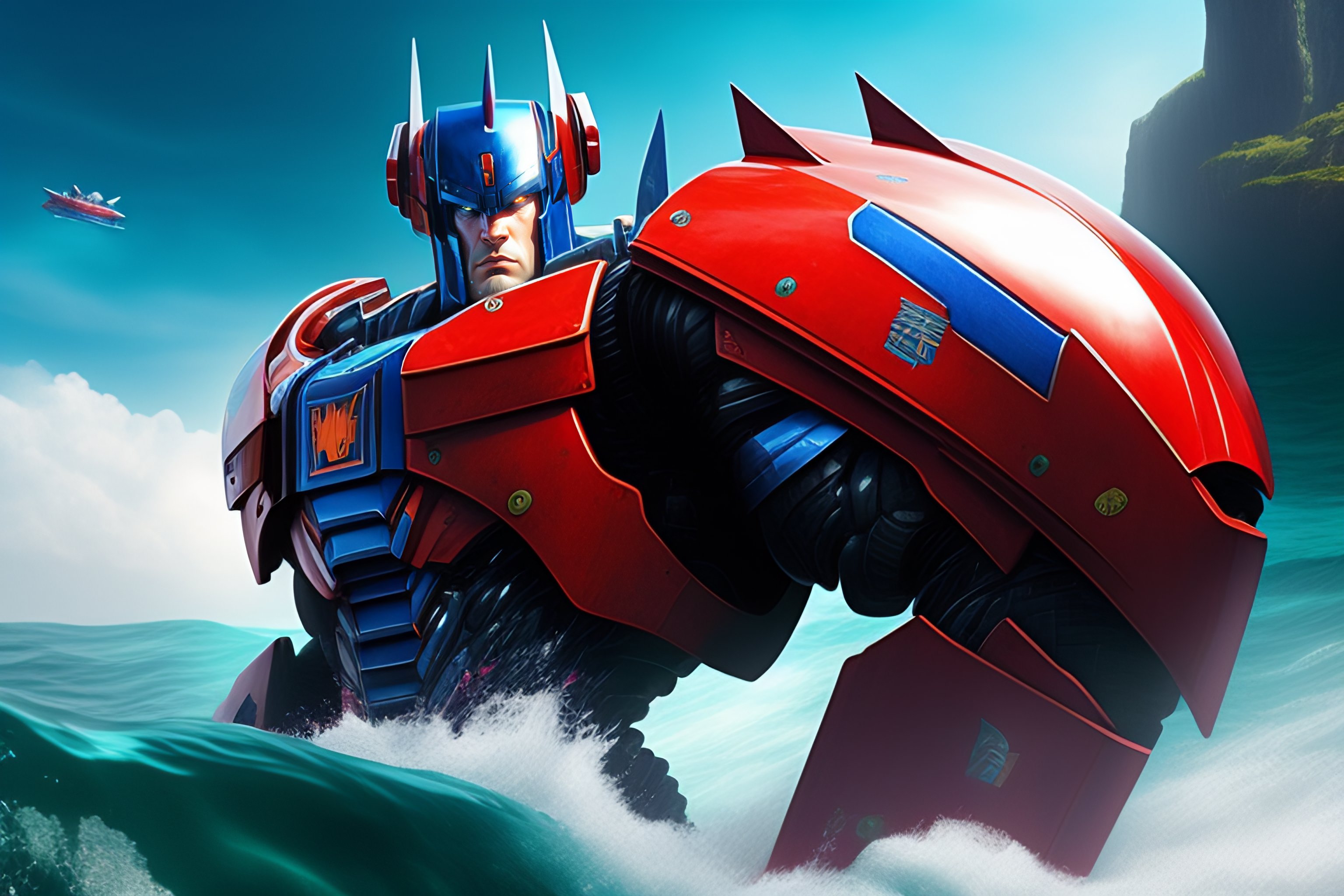 Lexica - Transformer character optimus prime swimming in the ocean