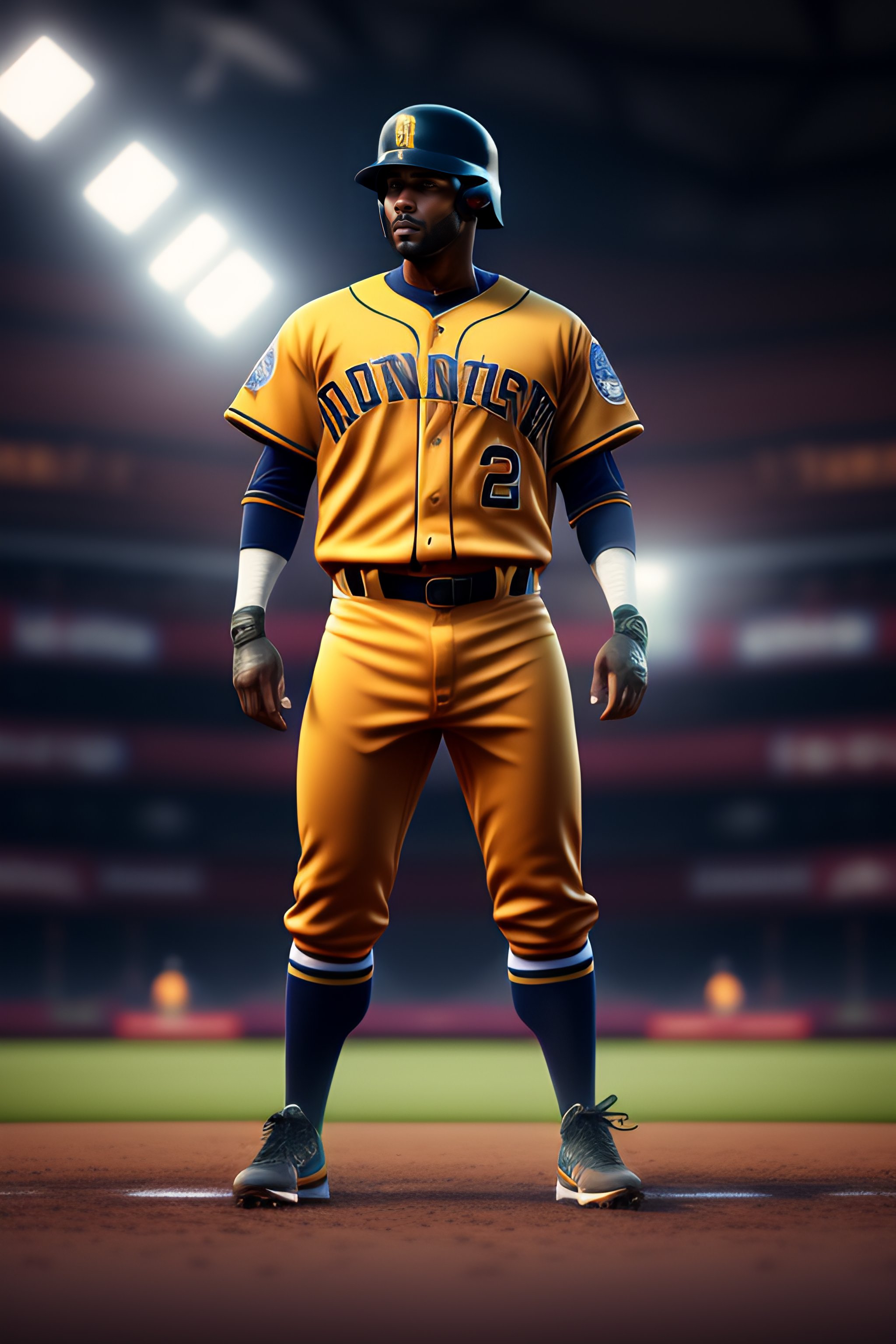 Lexica - Disruptive baseball uniform orange and black, detailed, cinematic,  photorrealistic, fullbody, symetric, no letters, no logo