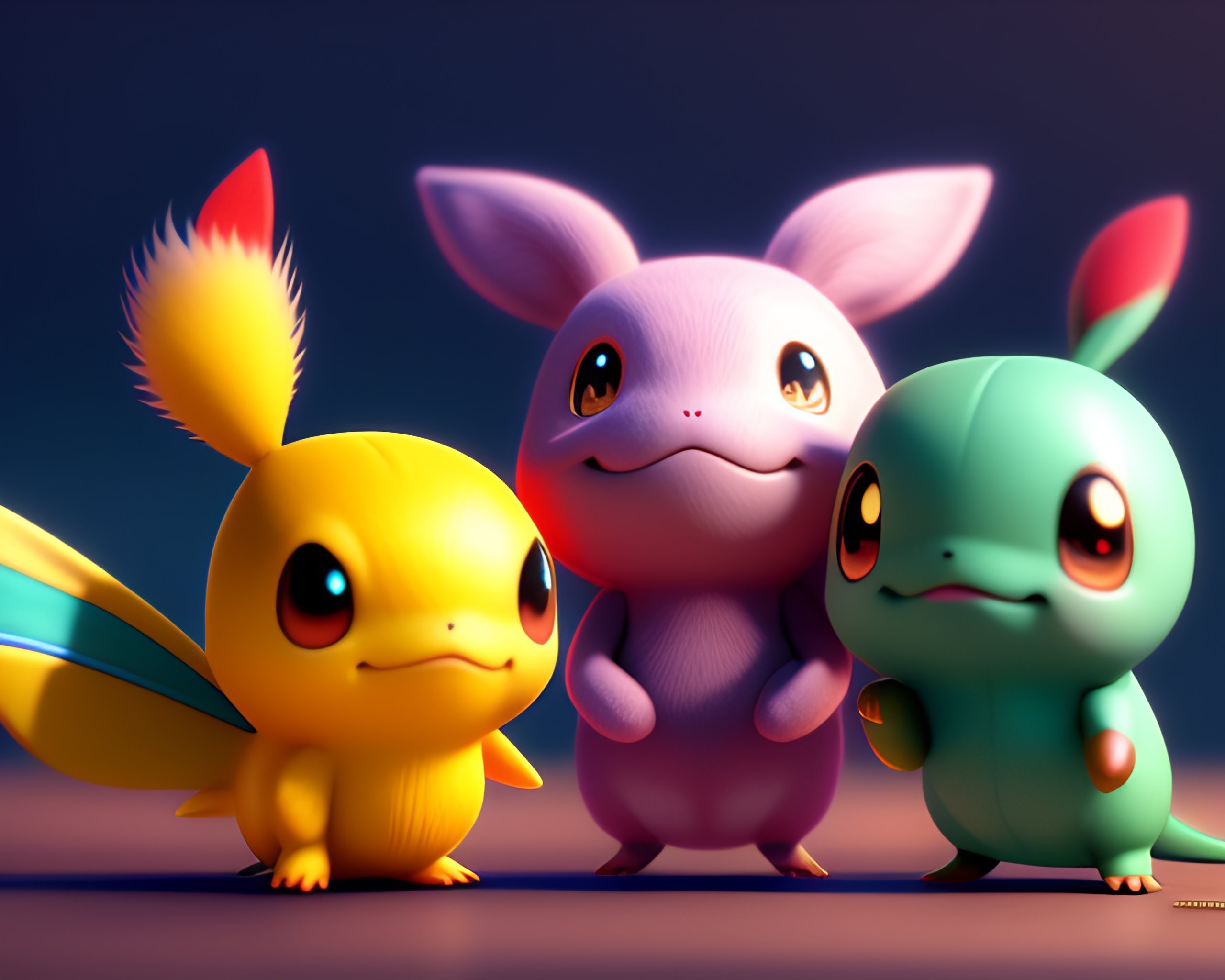 Lexica - Group of cute small Pokemon characters, big smile, one feather ...