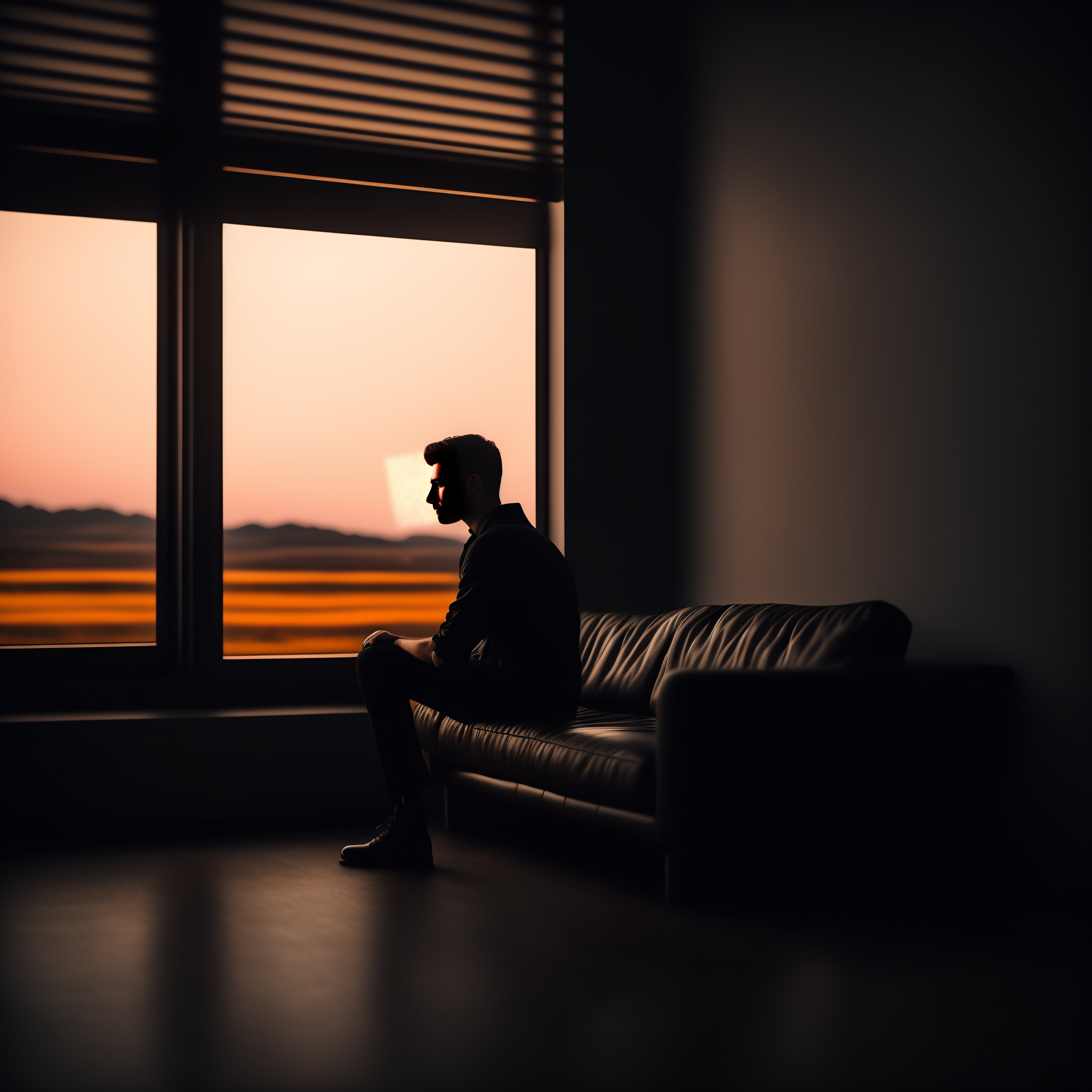 man sitting alone in the dark