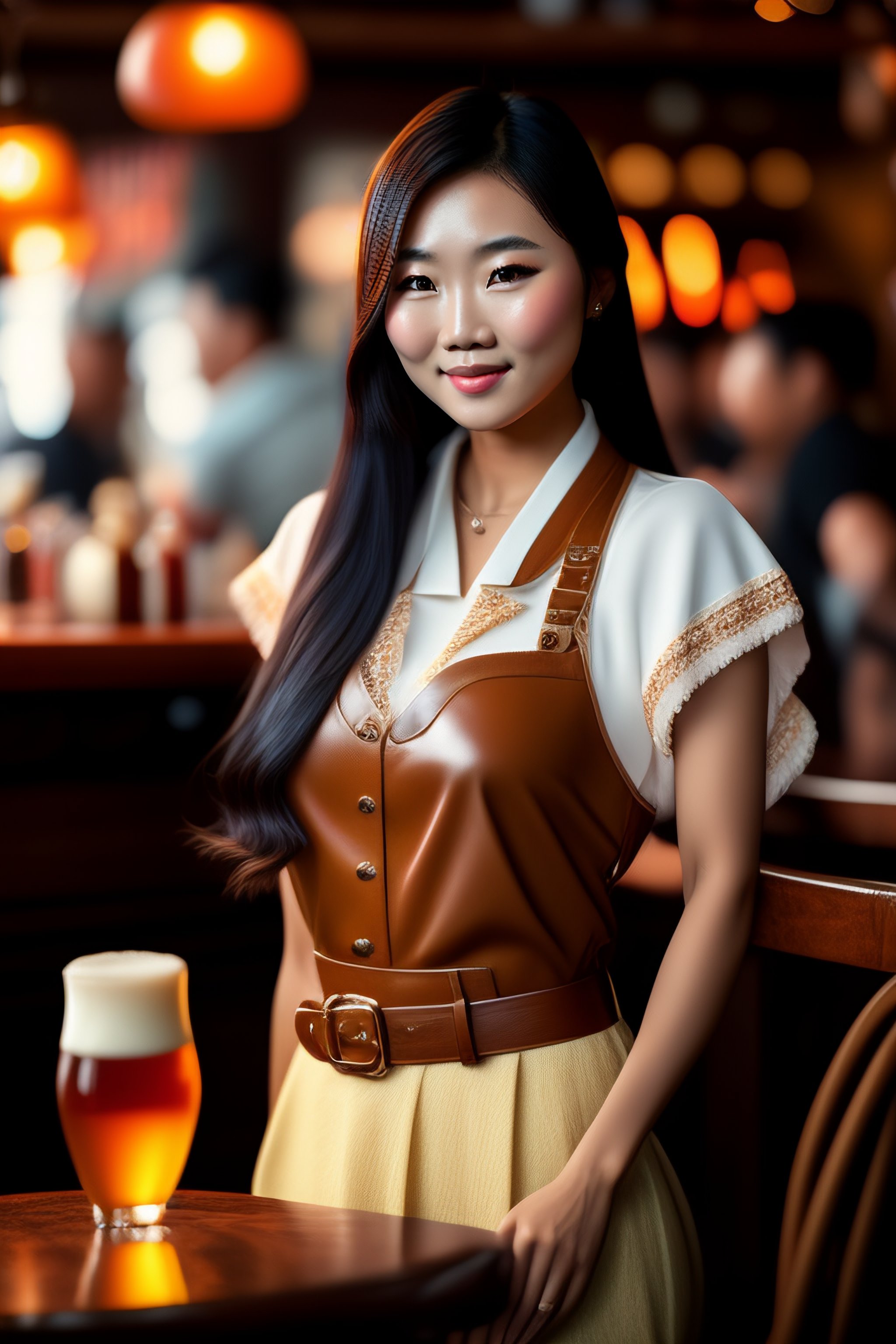 Lexica Cute Girl Pretty Asian Evelyn Lin In A Pub 4k Fine Details Intricate Cluttered