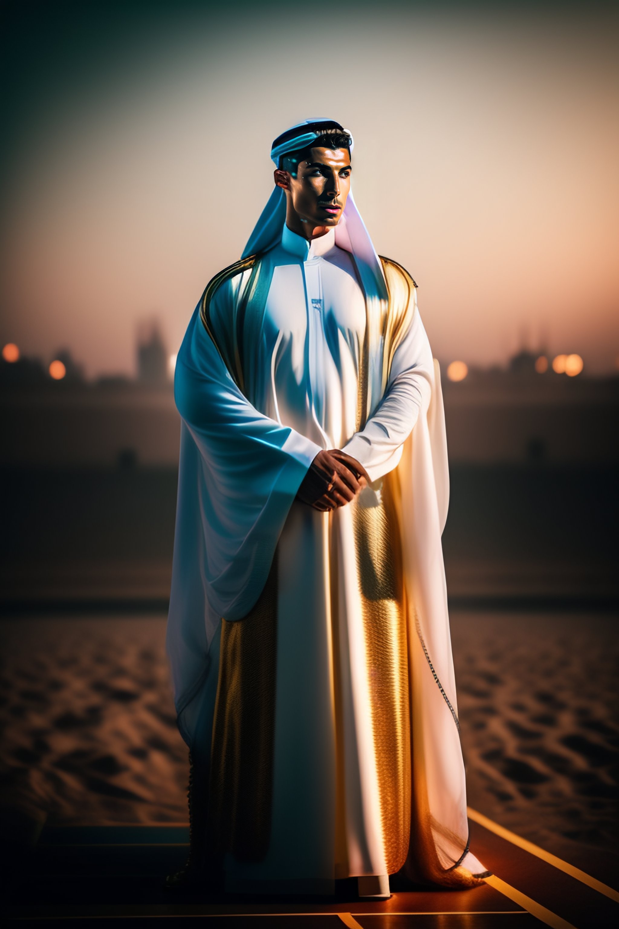Lexica - Portrait of Cristiano Ronaldo as a a Saudi Arabian prince