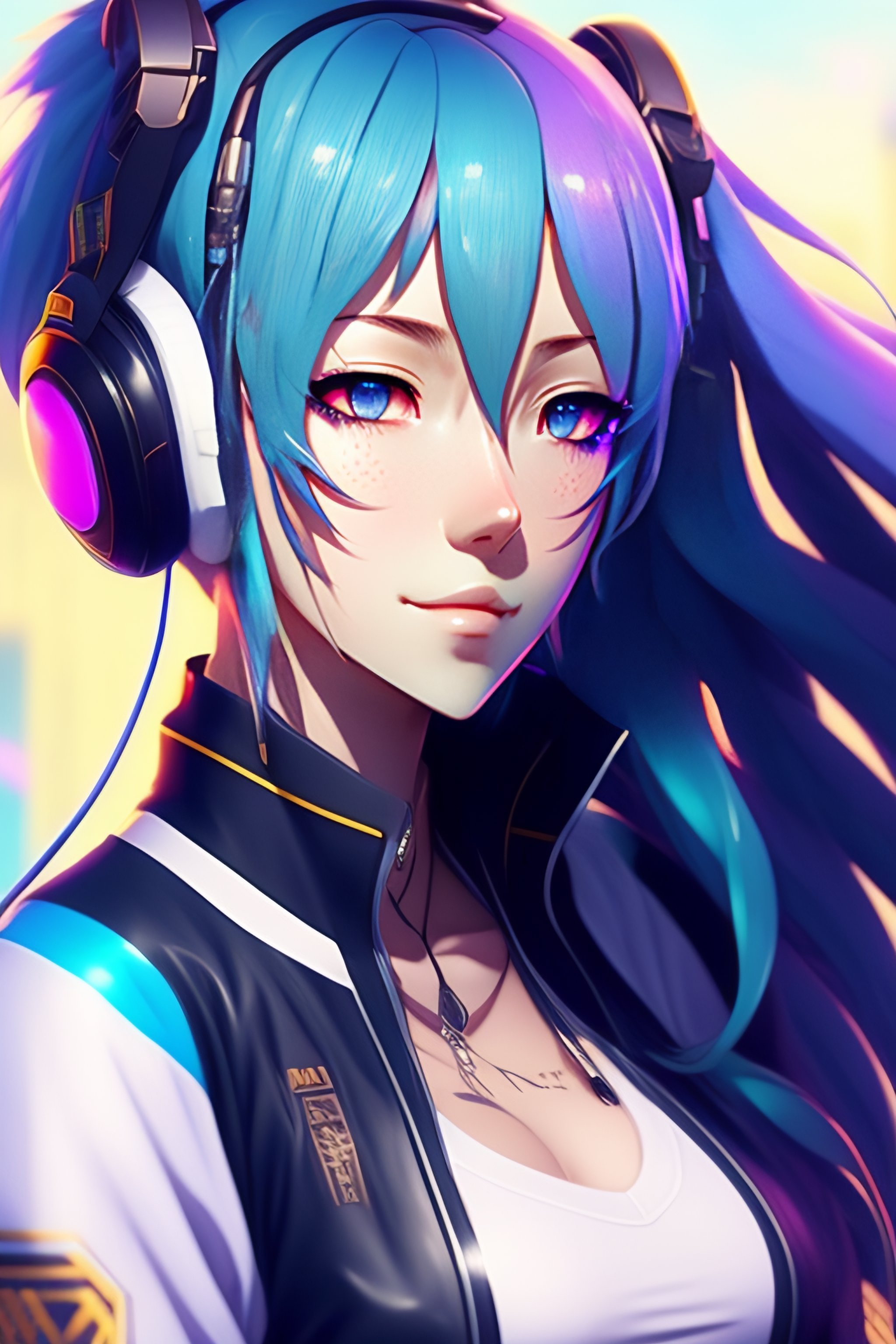 Lexica - Anime cyberpunk hatsune miku, twin ponytail, headphone, with ...