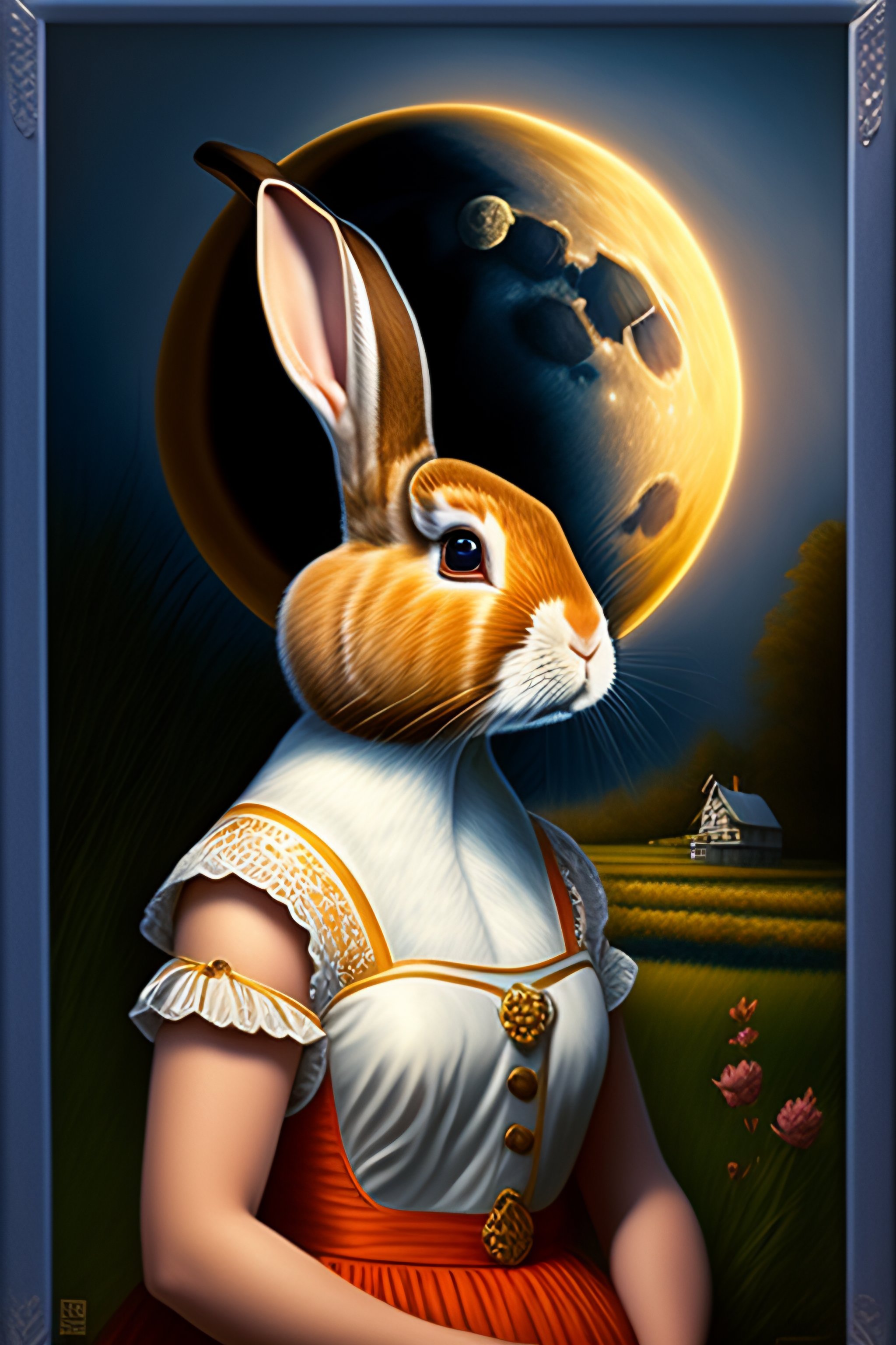 Lexica - Portrair an rabbit whith th moon