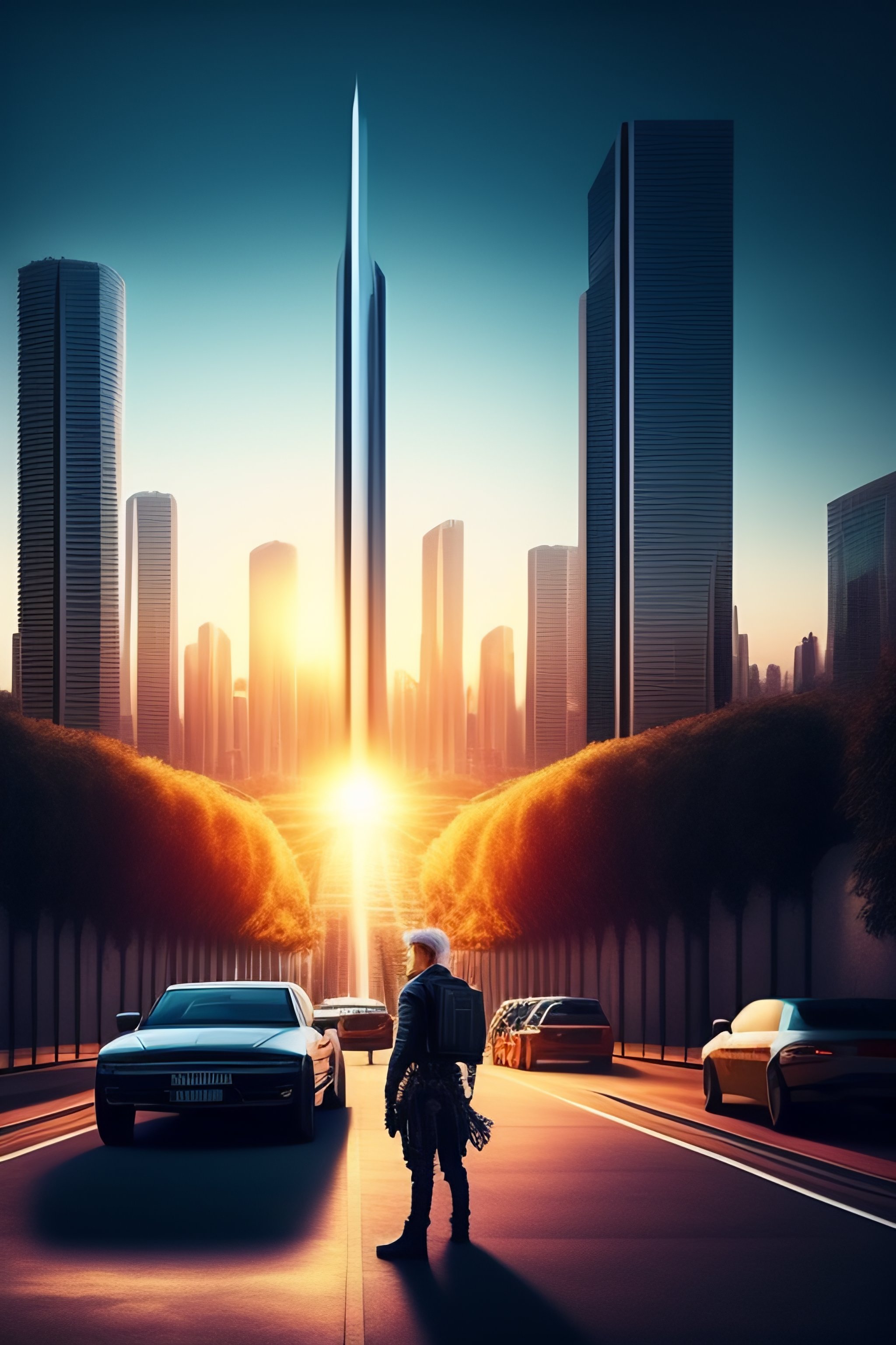 Lexica - New world order city, future, 8k, street with future care