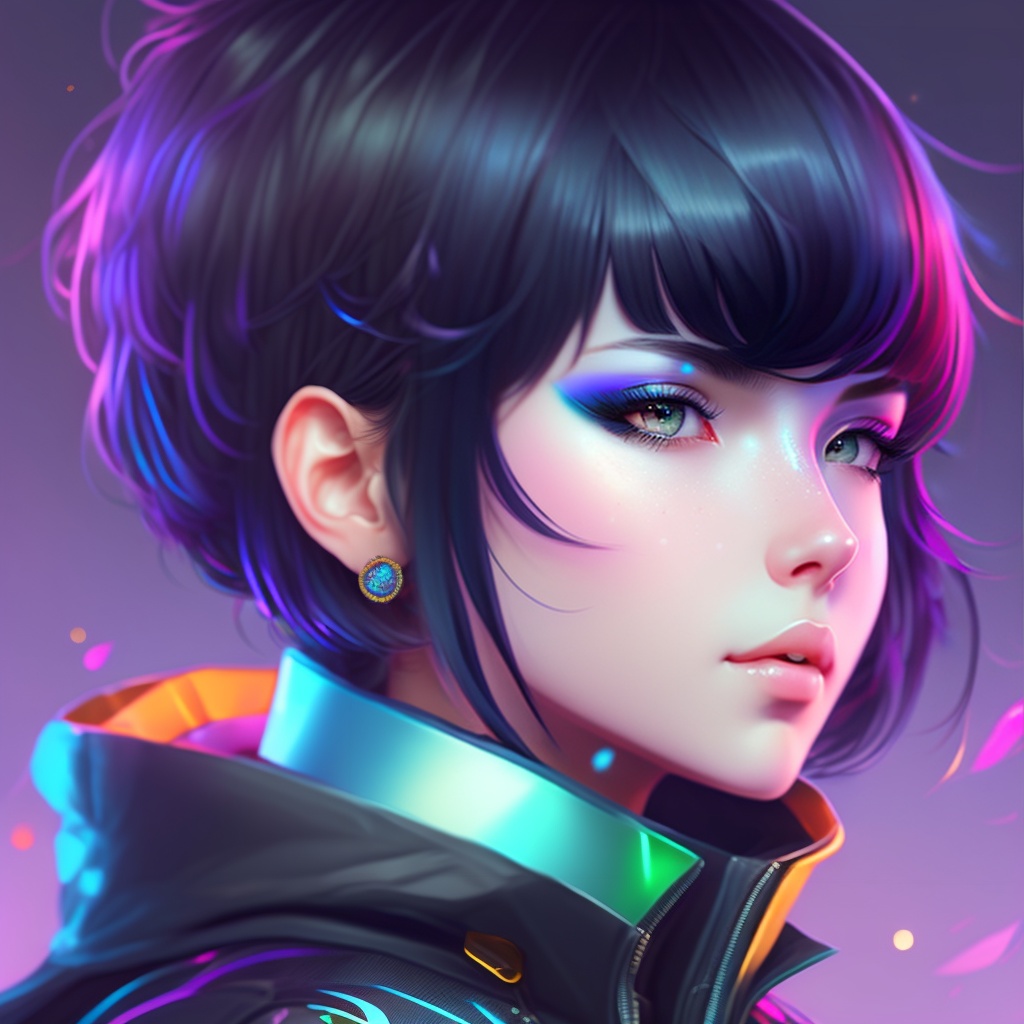 Lexica - Anime goth girl with short black hair, Symbiote, clear and ...