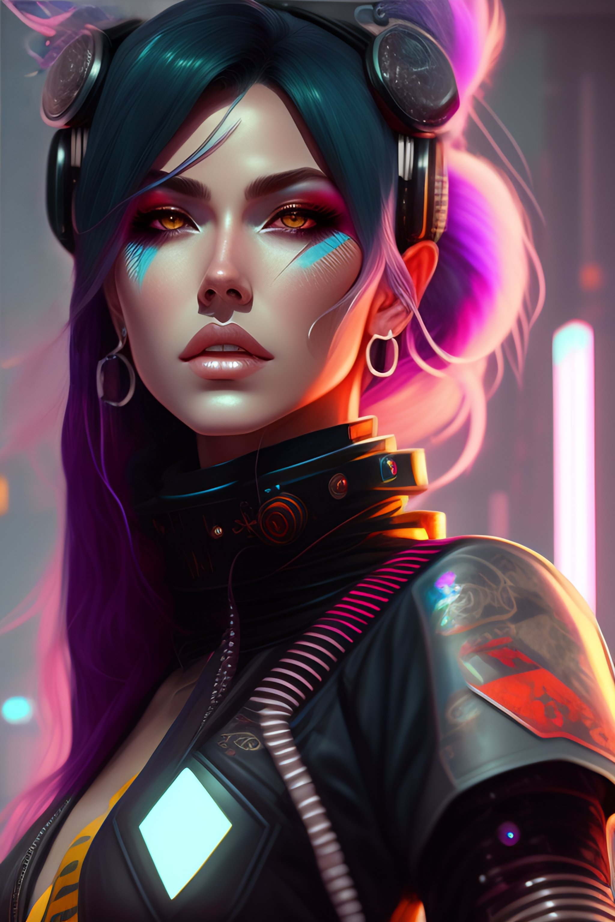 Lexica A Beautiful Cybernetic Punkrock Girl Cyberpunk Concept Art By Guweiz And Josan 