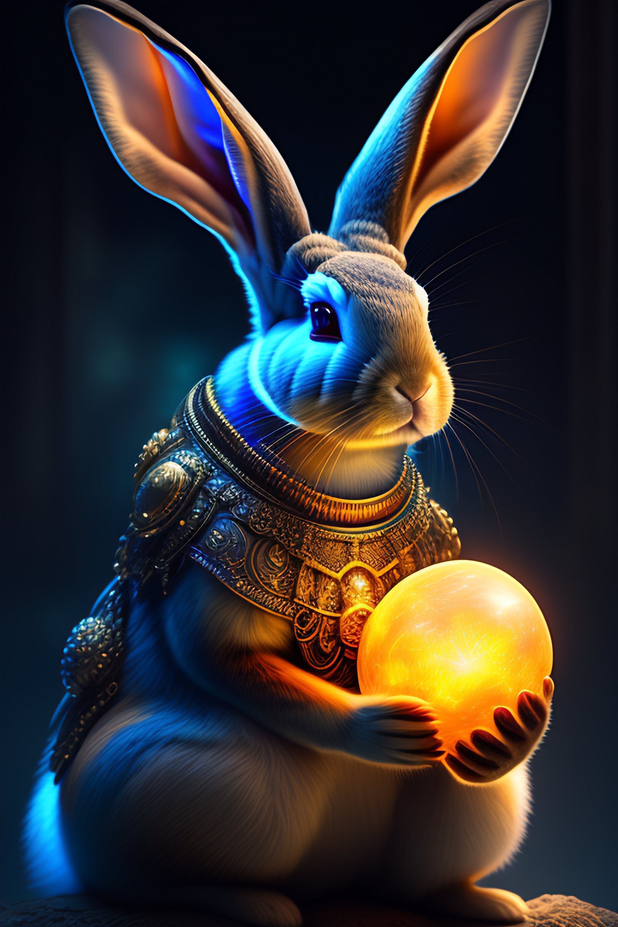 Lexica - A digital painting of a rabbit holding a glowing ball ...