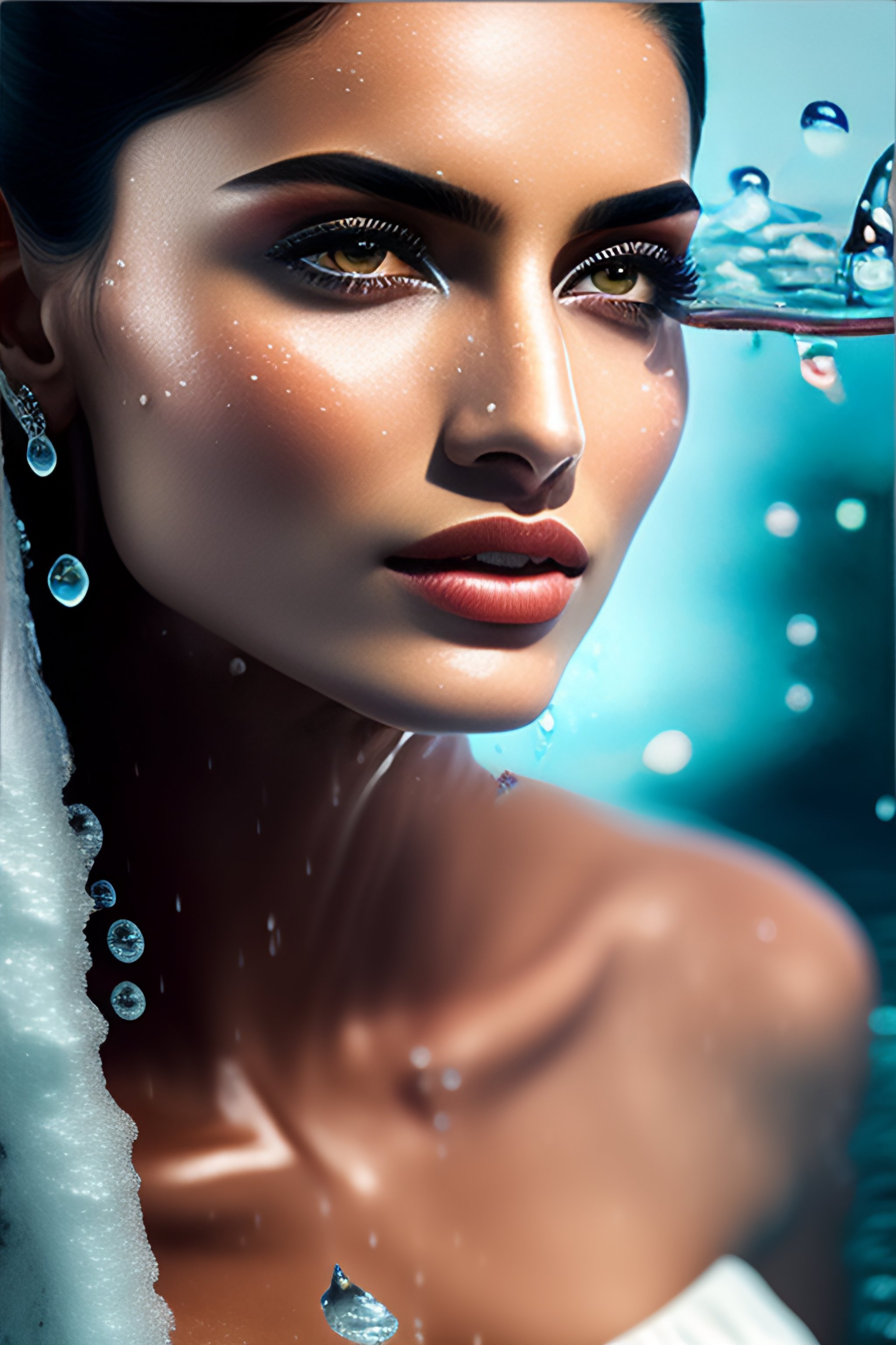 Lexica - Beautiful fair skin pakistani woman, rising from water surface ...