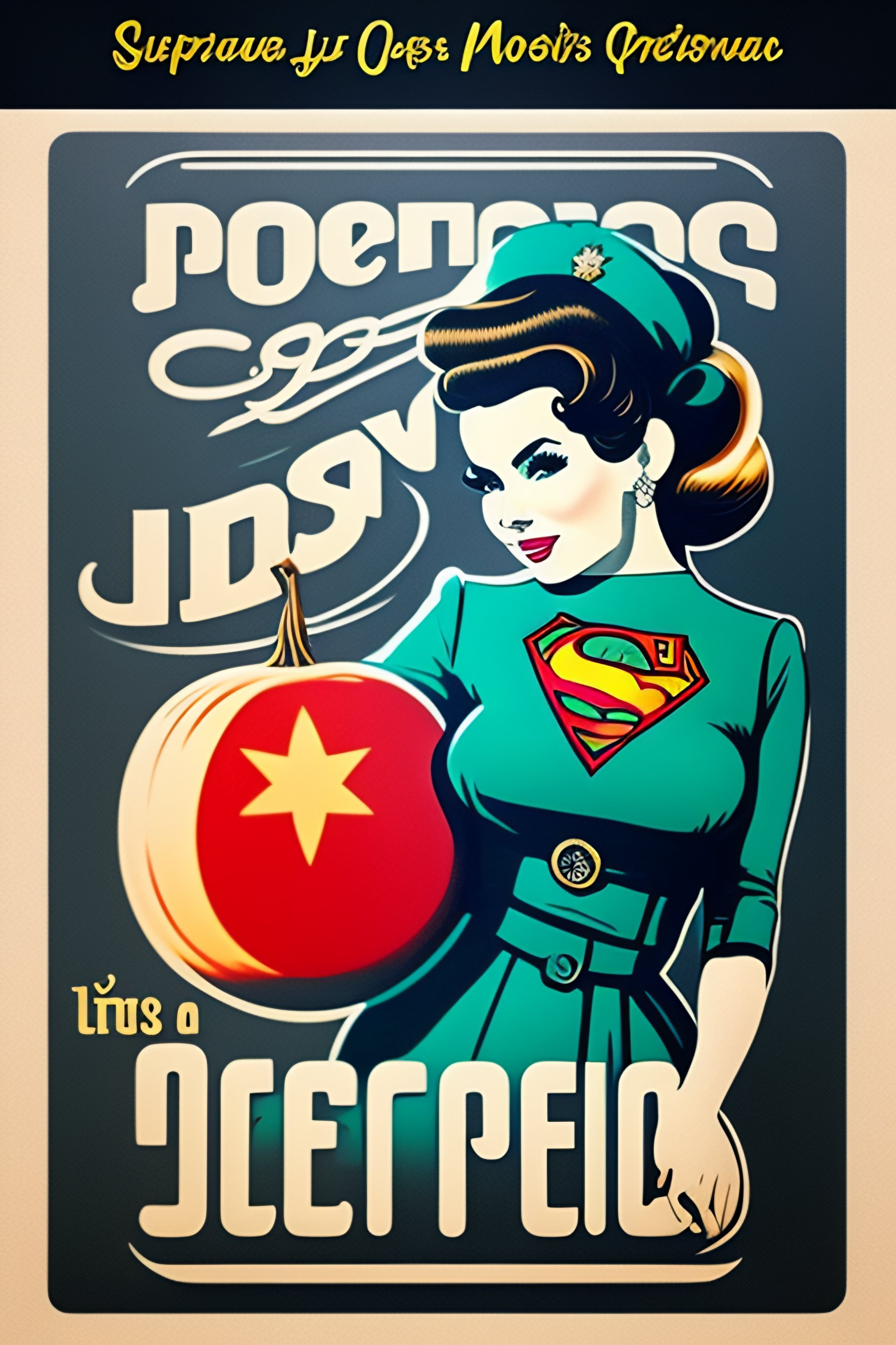 Lexica Logo 60's super mom, drawing