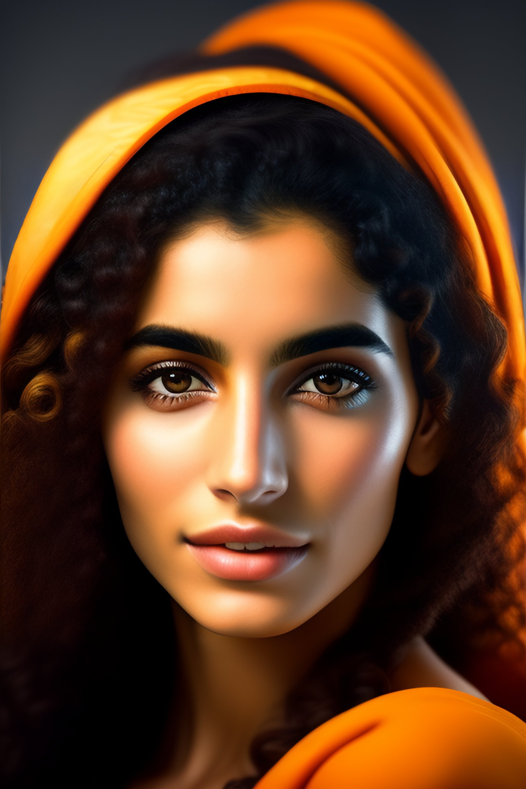 Lexica - Young middle eastern woman , pretty nose , curly hair ...
