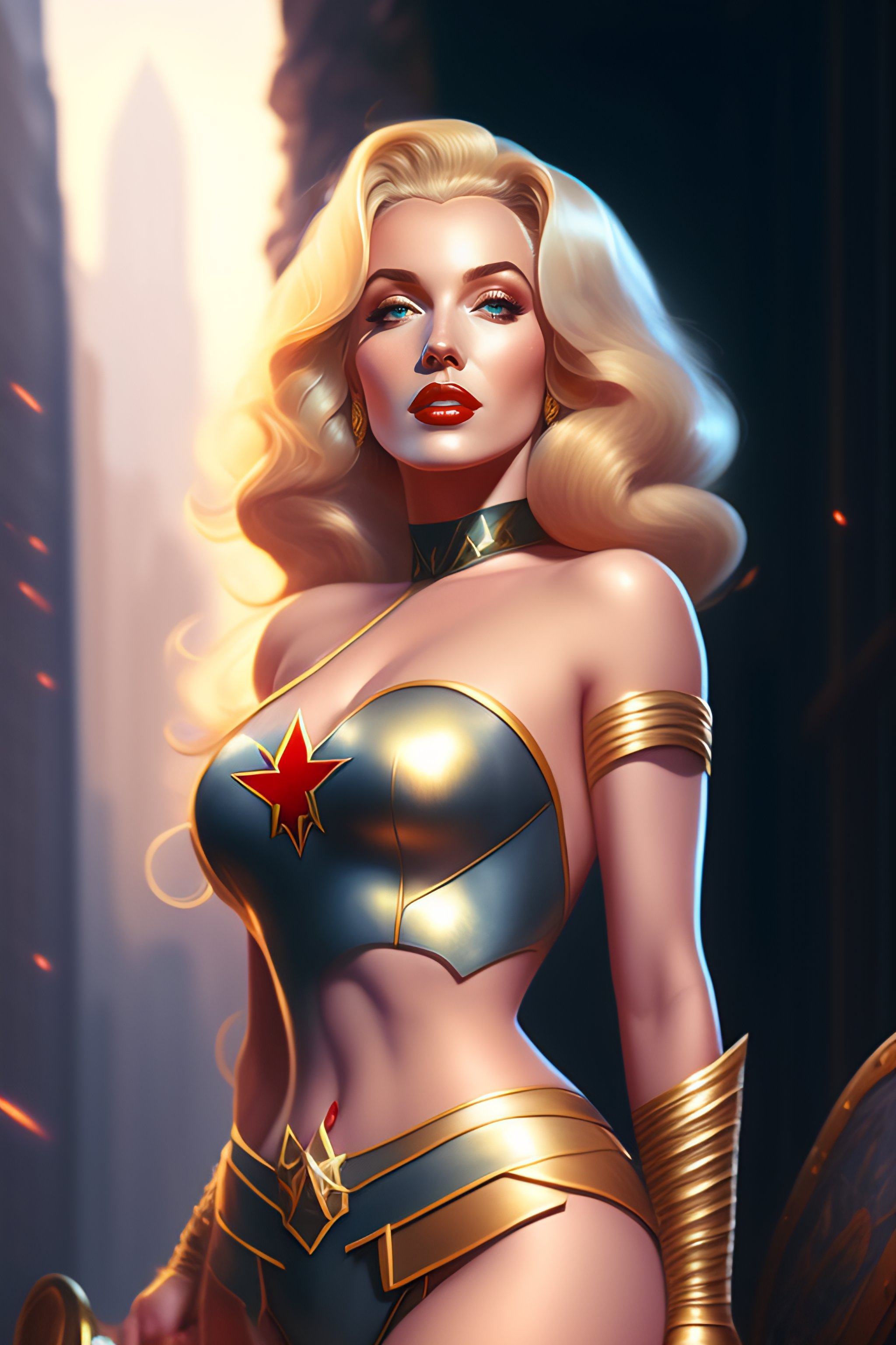 Lexica Highly Detailed Portrait Of Marilyn Monroe As Wonder Woman Stephen Bliss Unreal