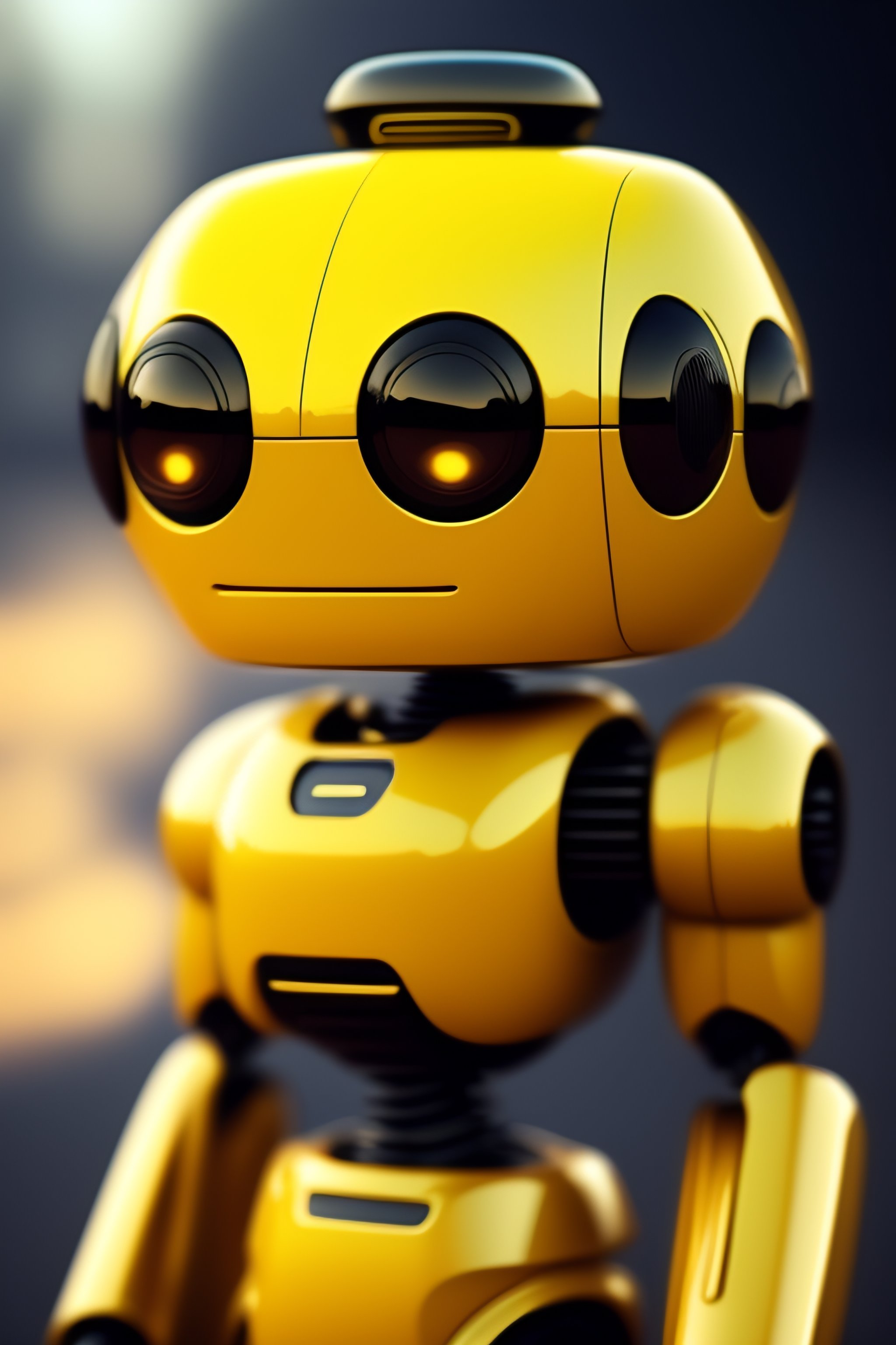 Lexica - Yellow robot with a rectangular head only, hyper realistic
