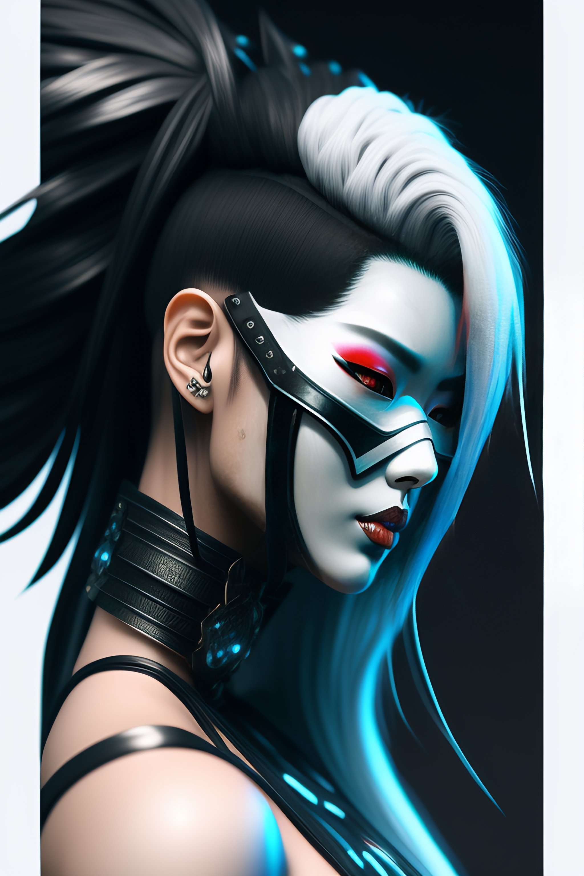 Lexica Only Oni Mask Cyberpunk White And Black 2d 3499