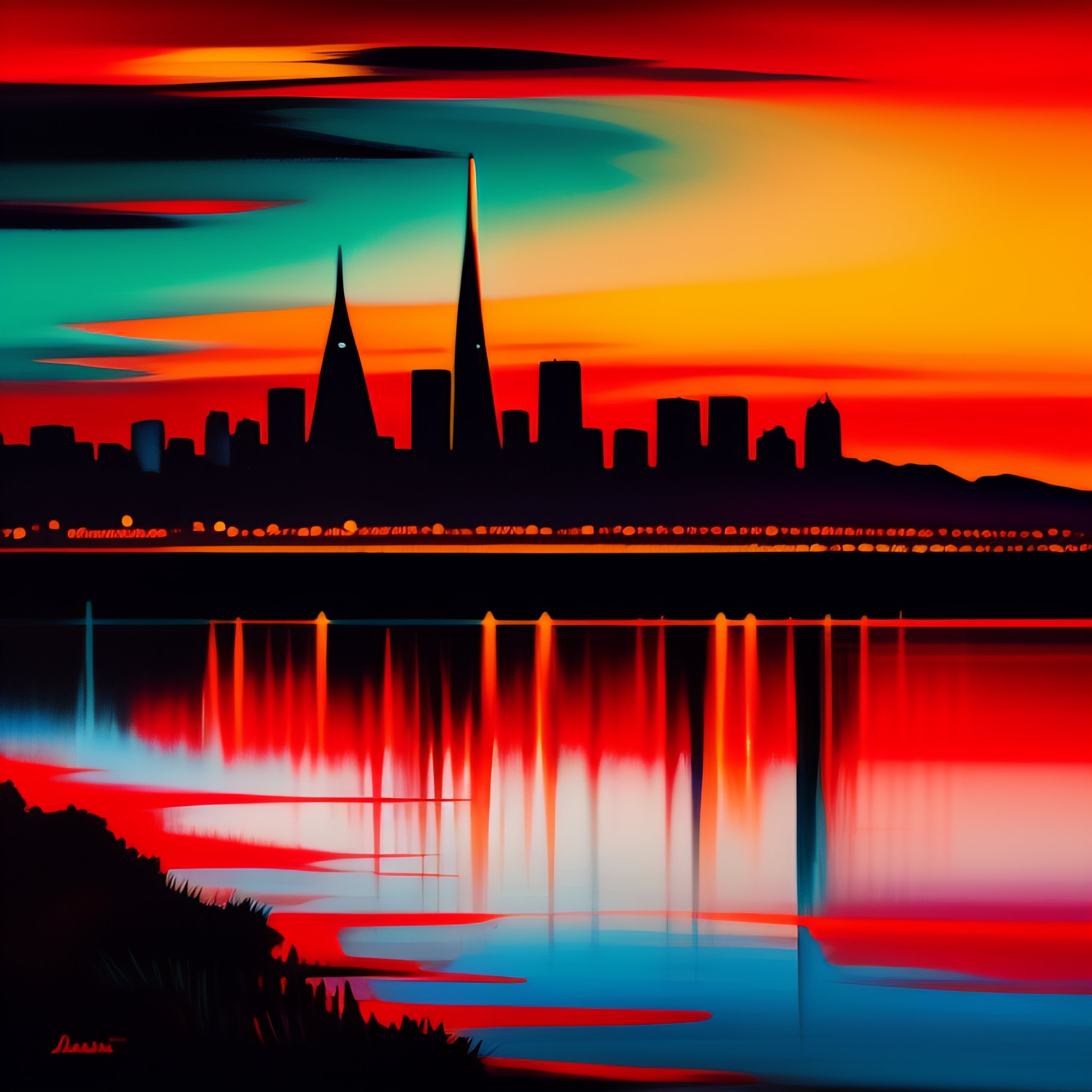 lexica-expressionist-red-hue-painting-of-the-san-francisco-bay-and