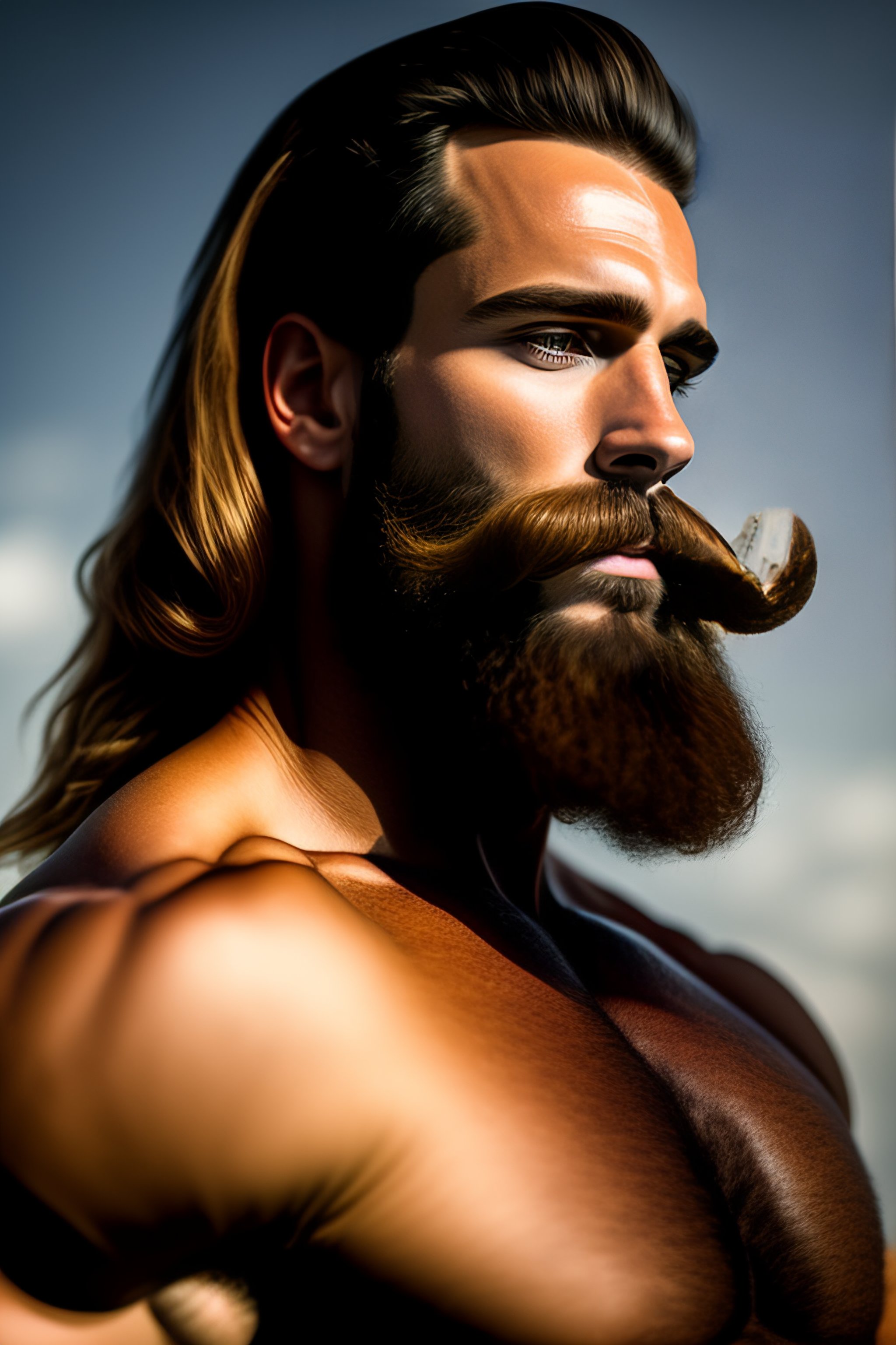 Lexica Hairy Model Handlebar Mustache Long Beard Hunk 