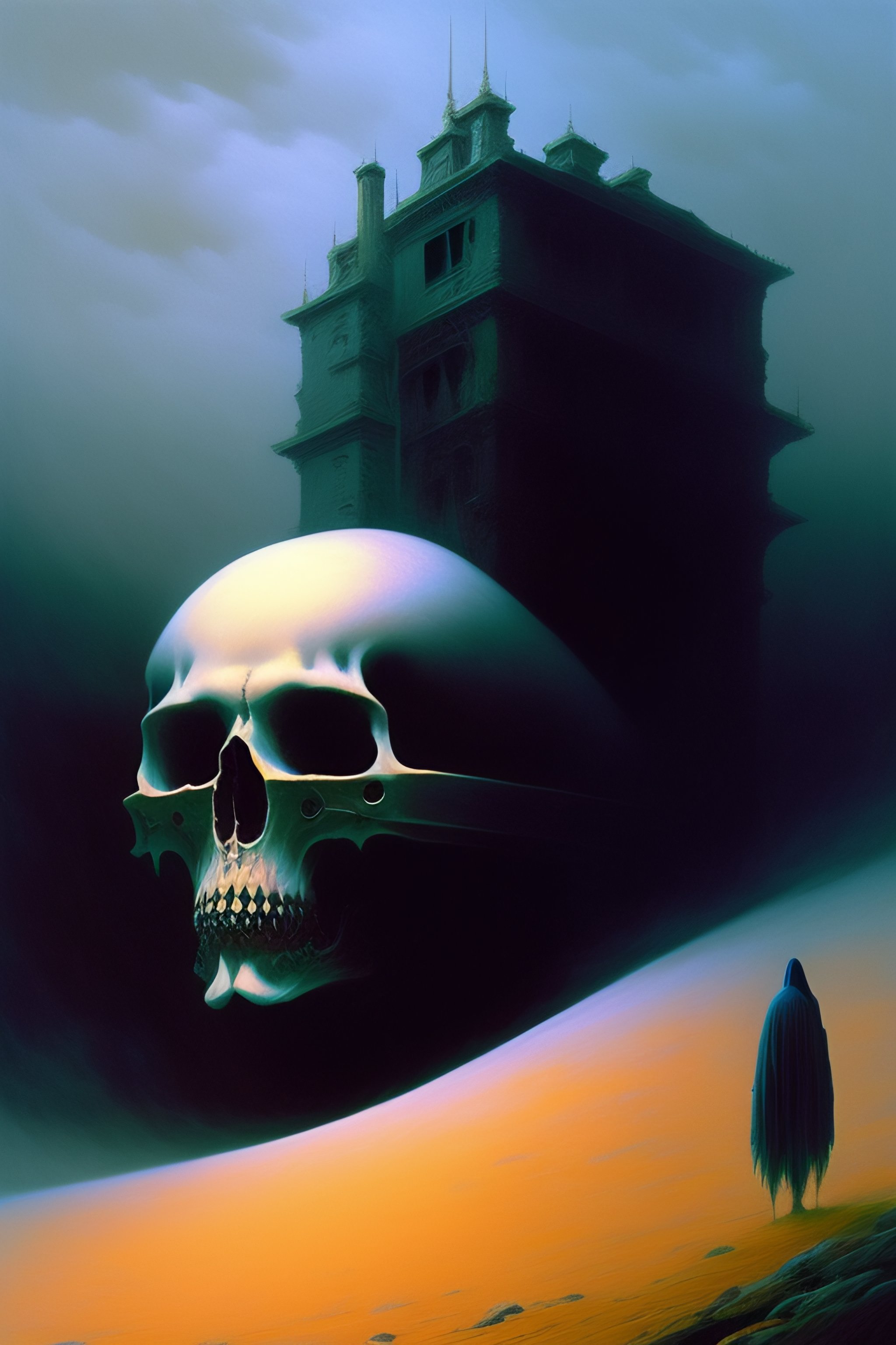 Lexica Ghost, art by beksinski, bernie wrightson, trending on