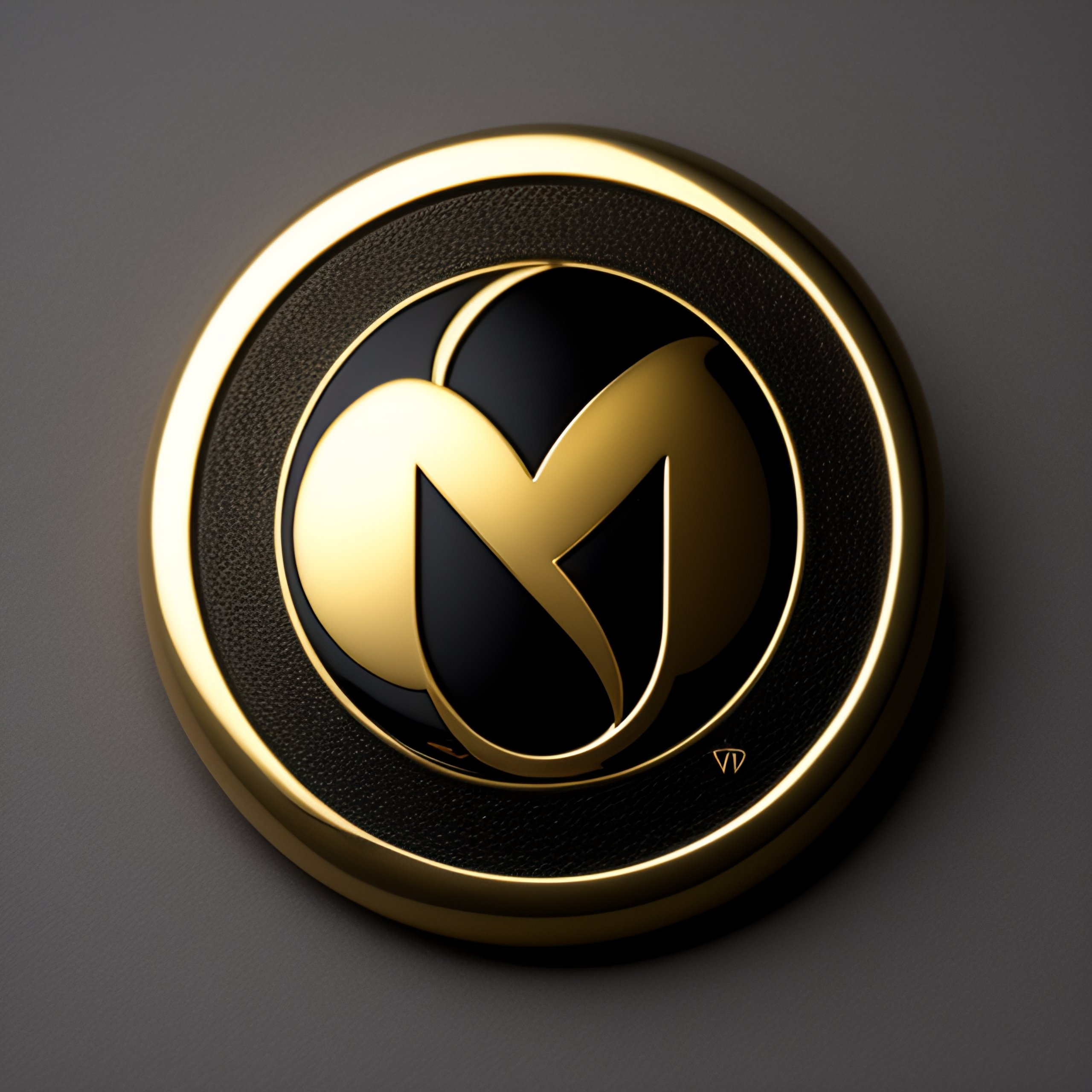 Lexica - Matt Black, Gold, Crypocurrency Logo Round, M, Letter M, button