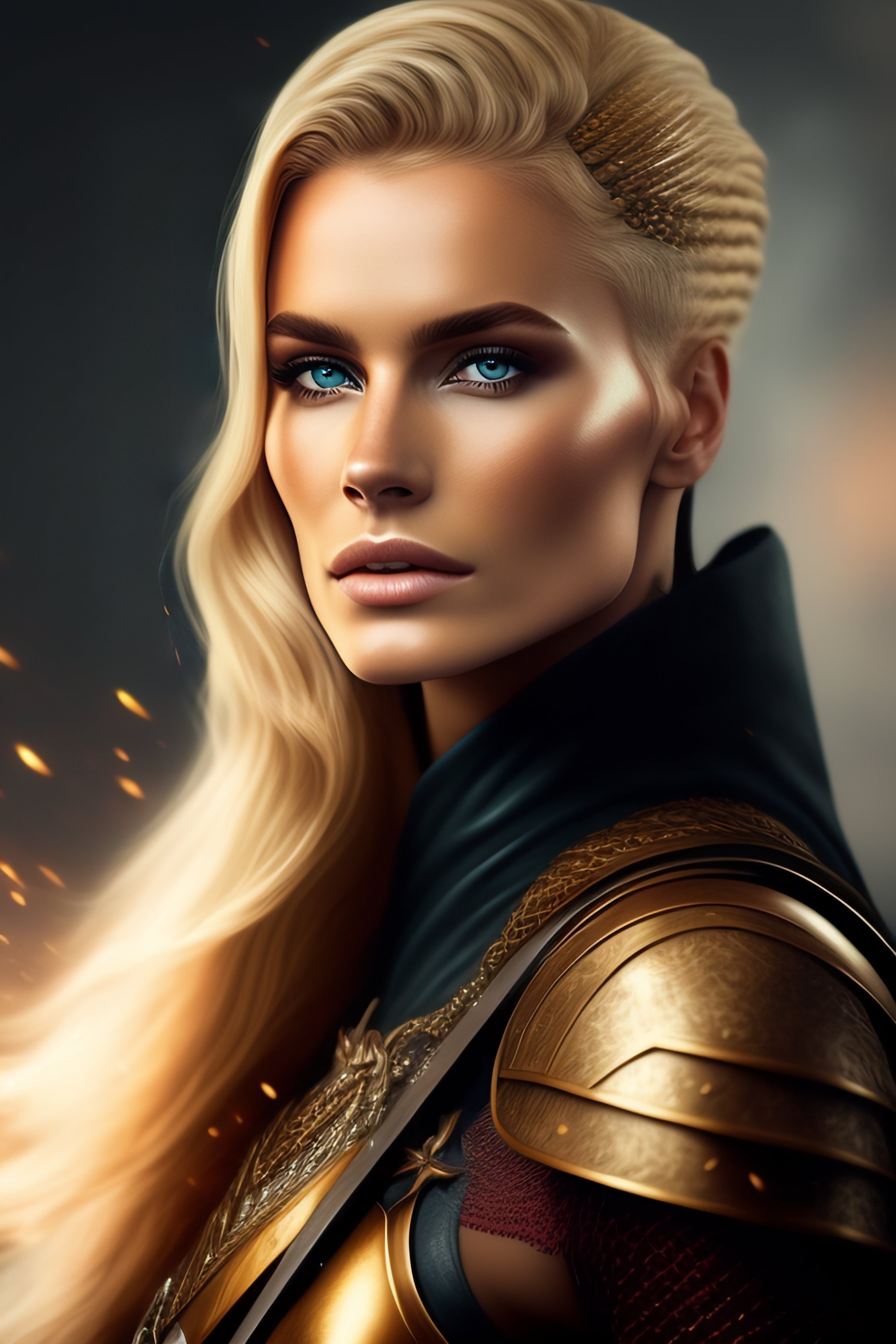 Lexica - Womem Warrior, Short Hair, Blonde, Long Sword