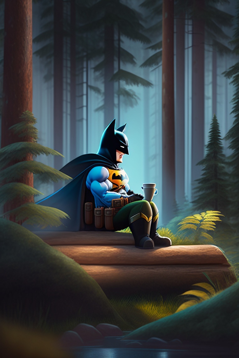 Lexica - Cartoon, personality: [Illustrate a wide shot of Batman ...