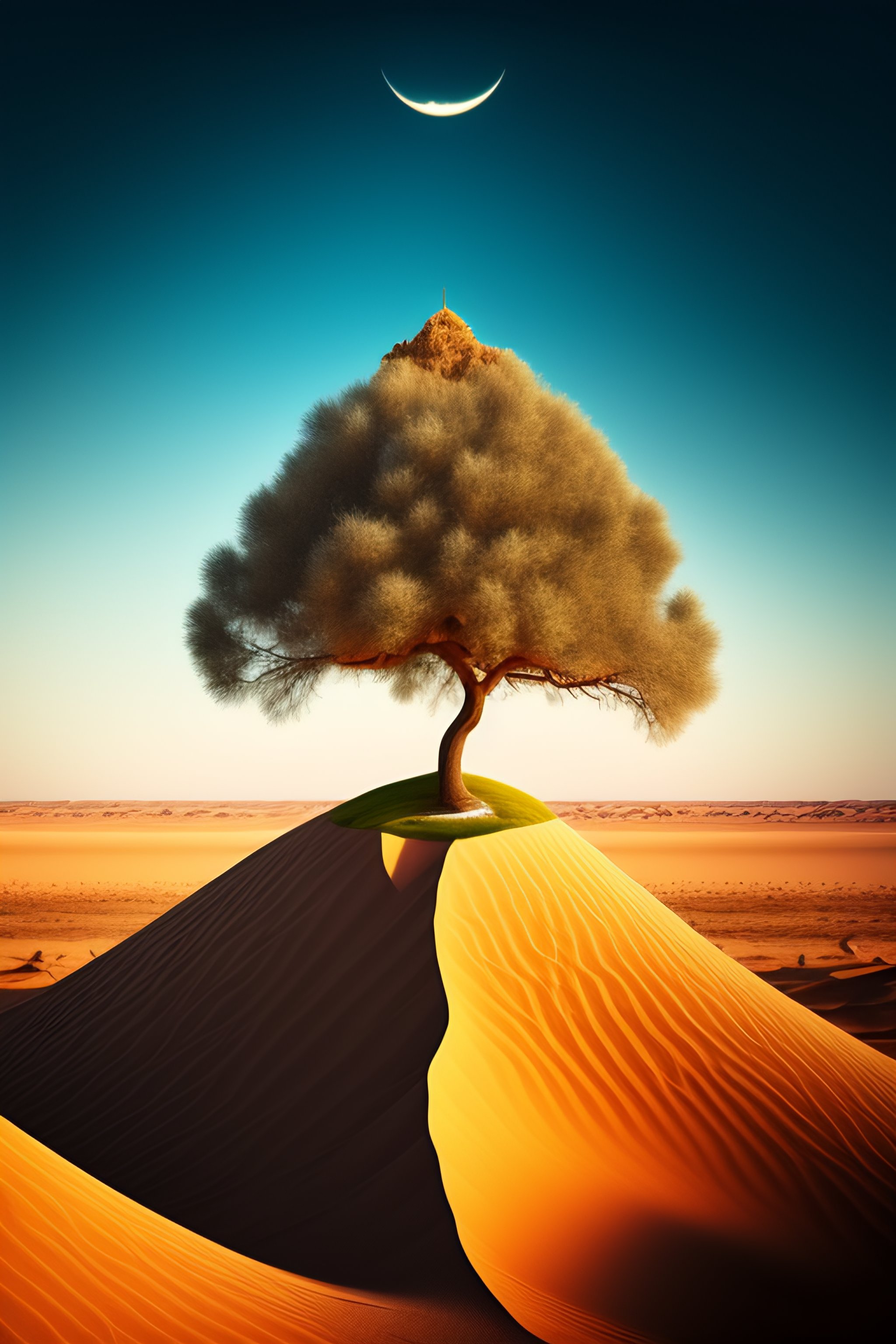 Lexica - Upside down tree in a desert