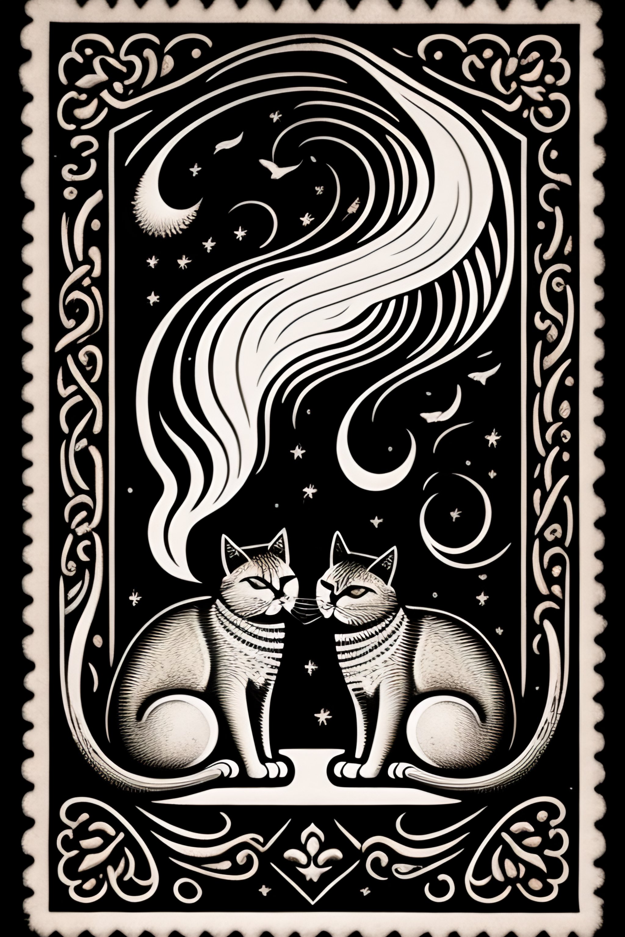 Lexica Ex Libris Ink Of 2 Cats In Love With Flammes Around Them