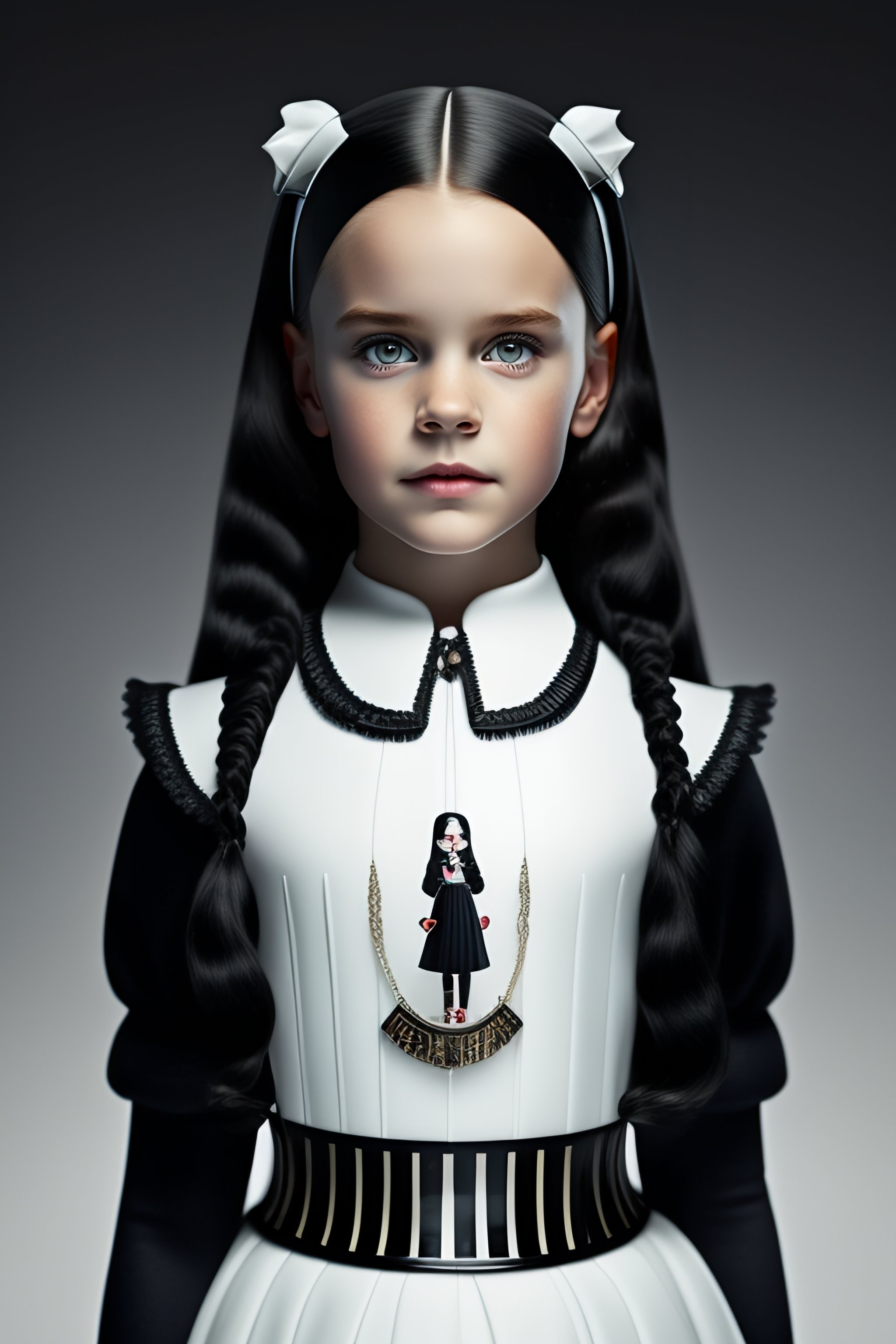 Lexica - Wednesday Addams junior 2022 in russian winter white and black ...